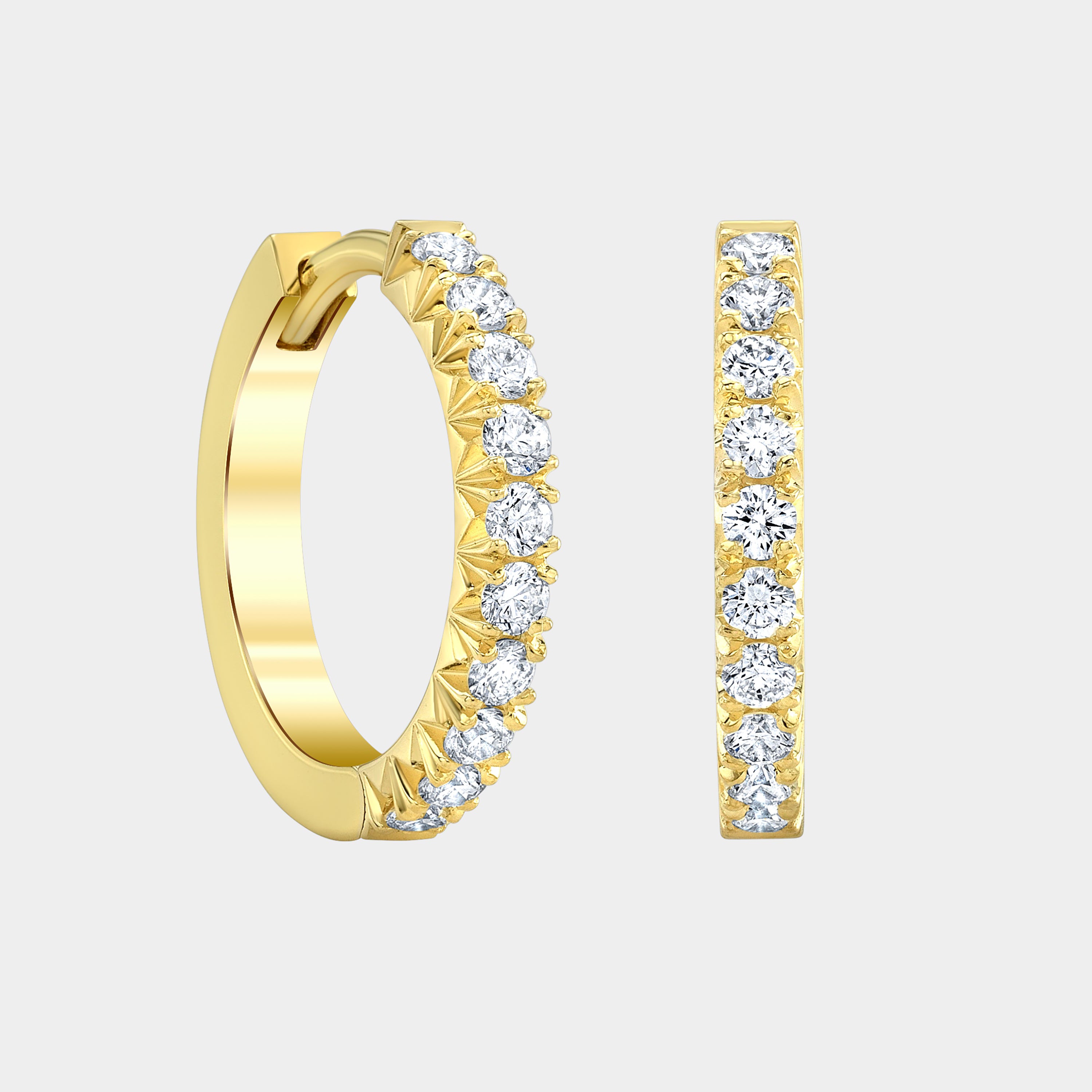 0.36ct Diamond Petite French Pave Huggie Yellow Gold Earrings in 18k Yellow Gold - 0.36ct Natural