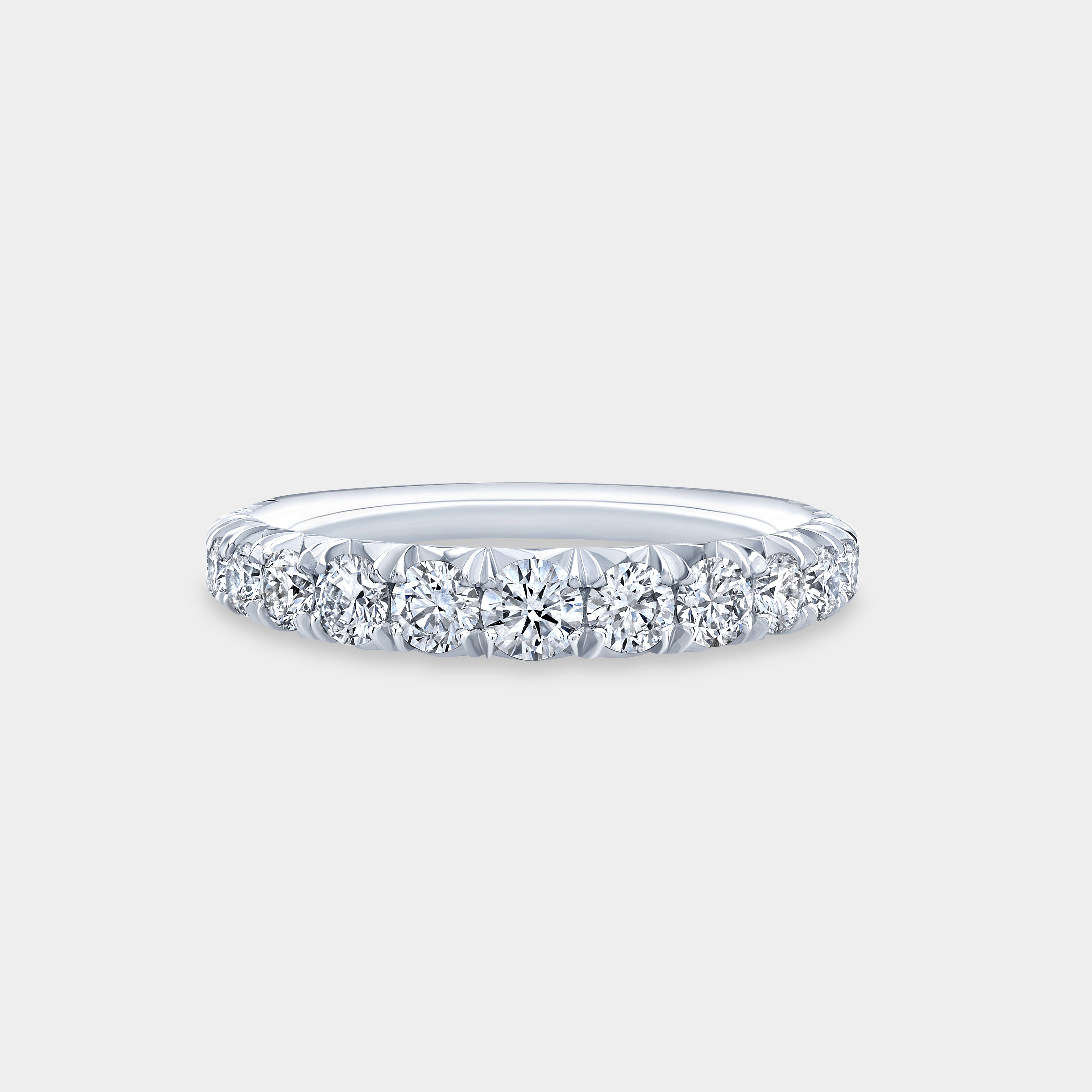 1ct Round Diamond Graduating French Pave Wedding Band in Platinum