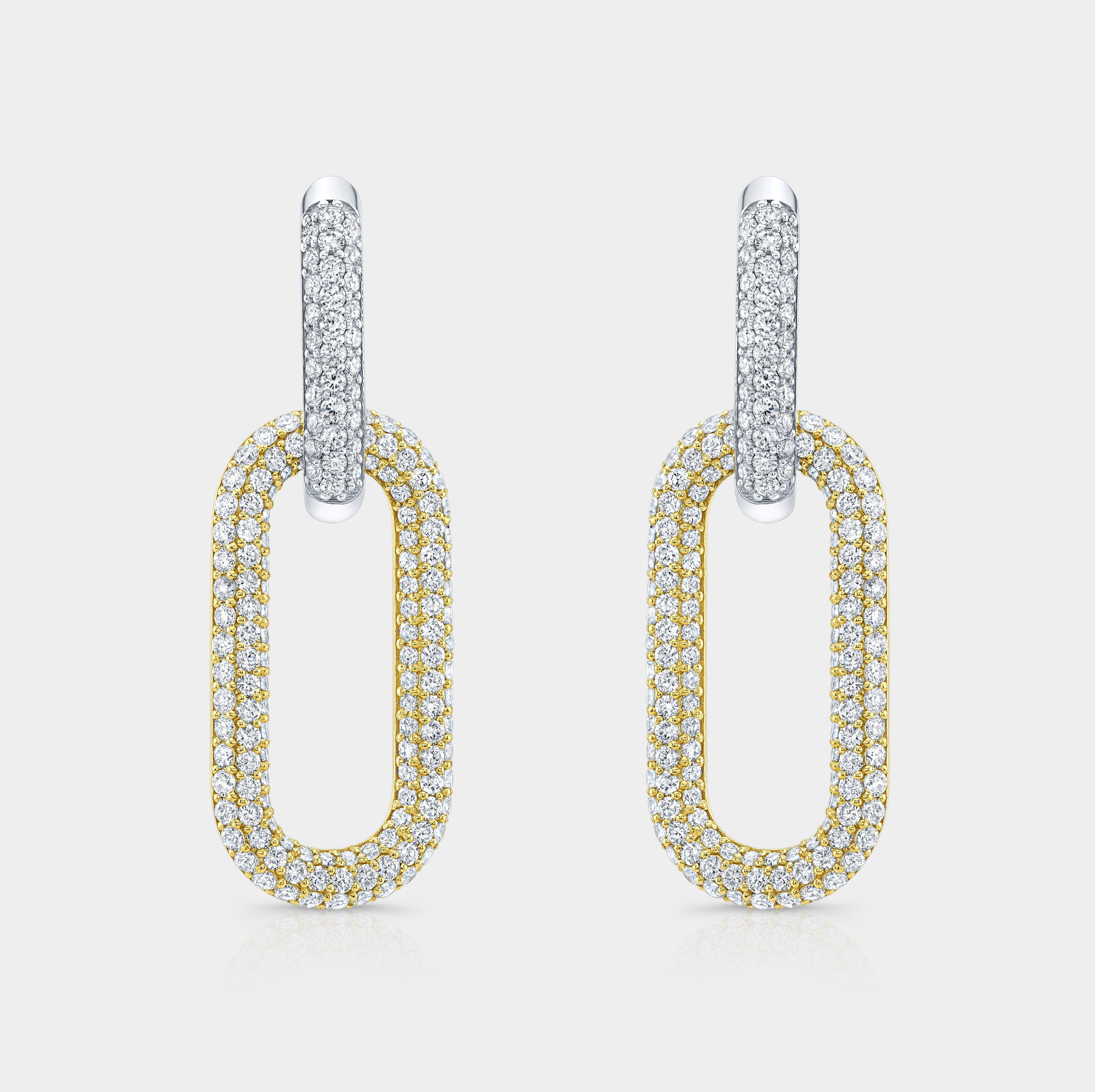 3.75ct Row Pave Diamonds Multi Way Link Earrings in 14k Yellow Gold