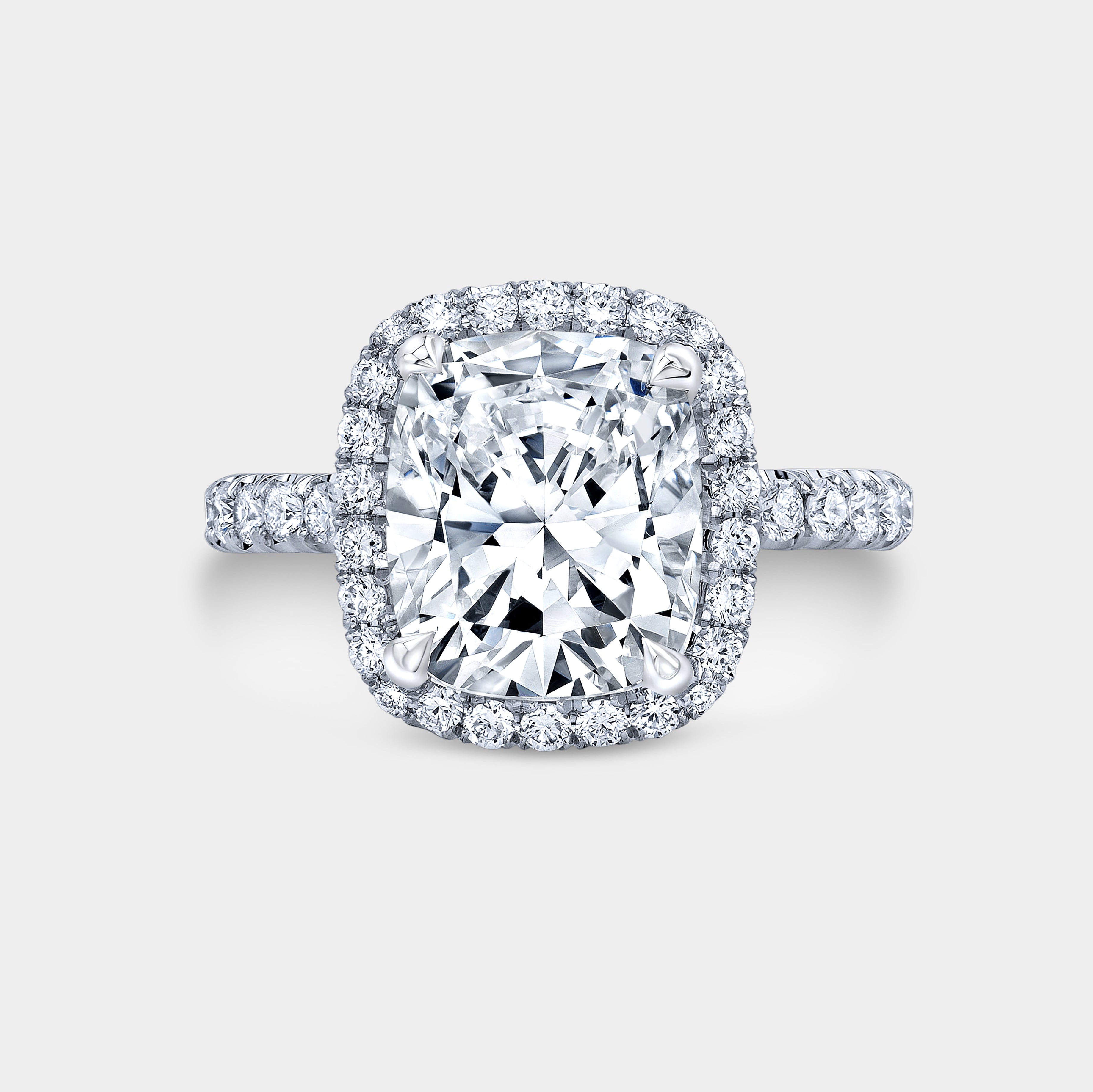Cushion Cut Halo with U Pave White Gold Engagement Ring - 1.50ct Lab Grown