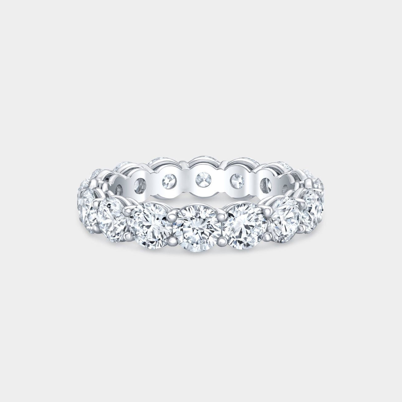 4ct Round Diamond 4.0mm Double Gallery Platinum Eternity Band
