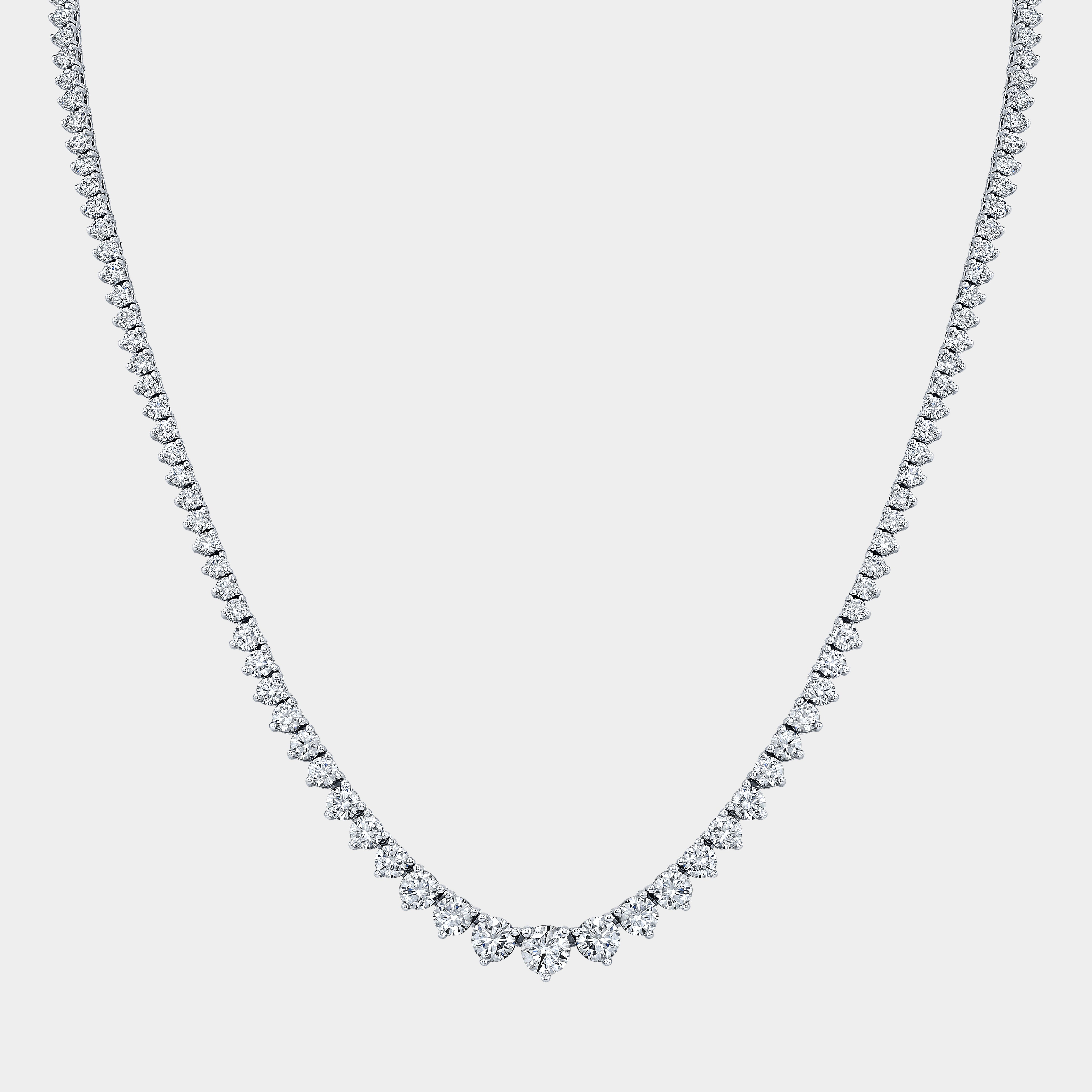 8ct Lab Diamond 3 Prong White Gold Graduating Tennis Necklace in 14k white gold