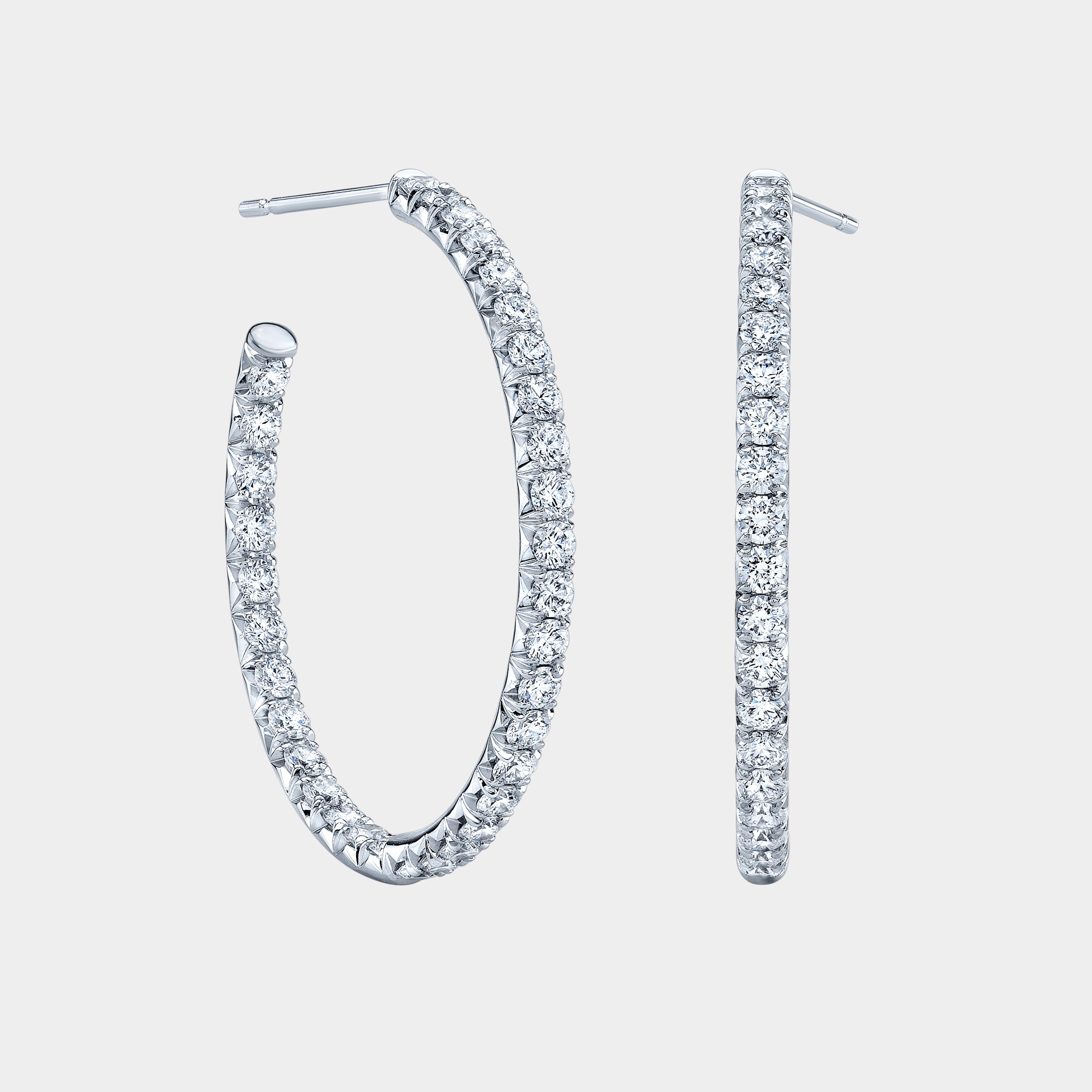 3.75ct The Jackie 1.50 Inch Inside Out Diamond Hoop Earrings in 14k White Gold