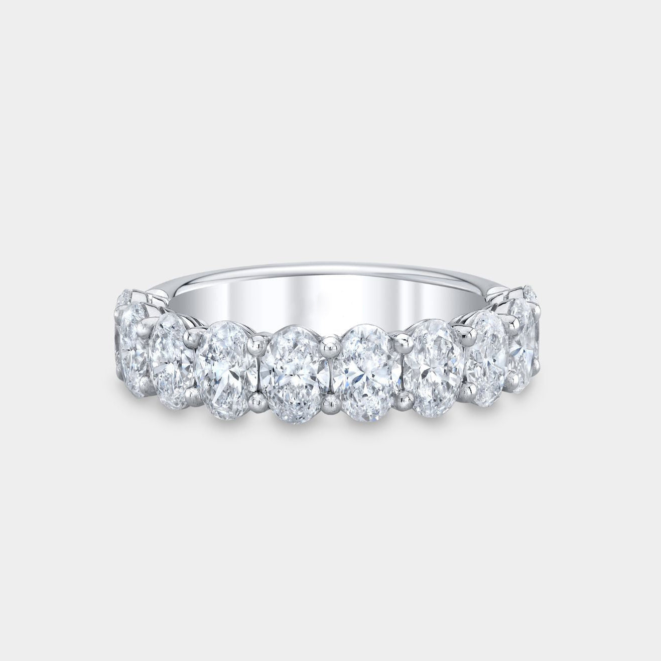 2ct Lab Grown Oval Diamond Platinum Double Gallery 4.80mm Anniversary Half Band