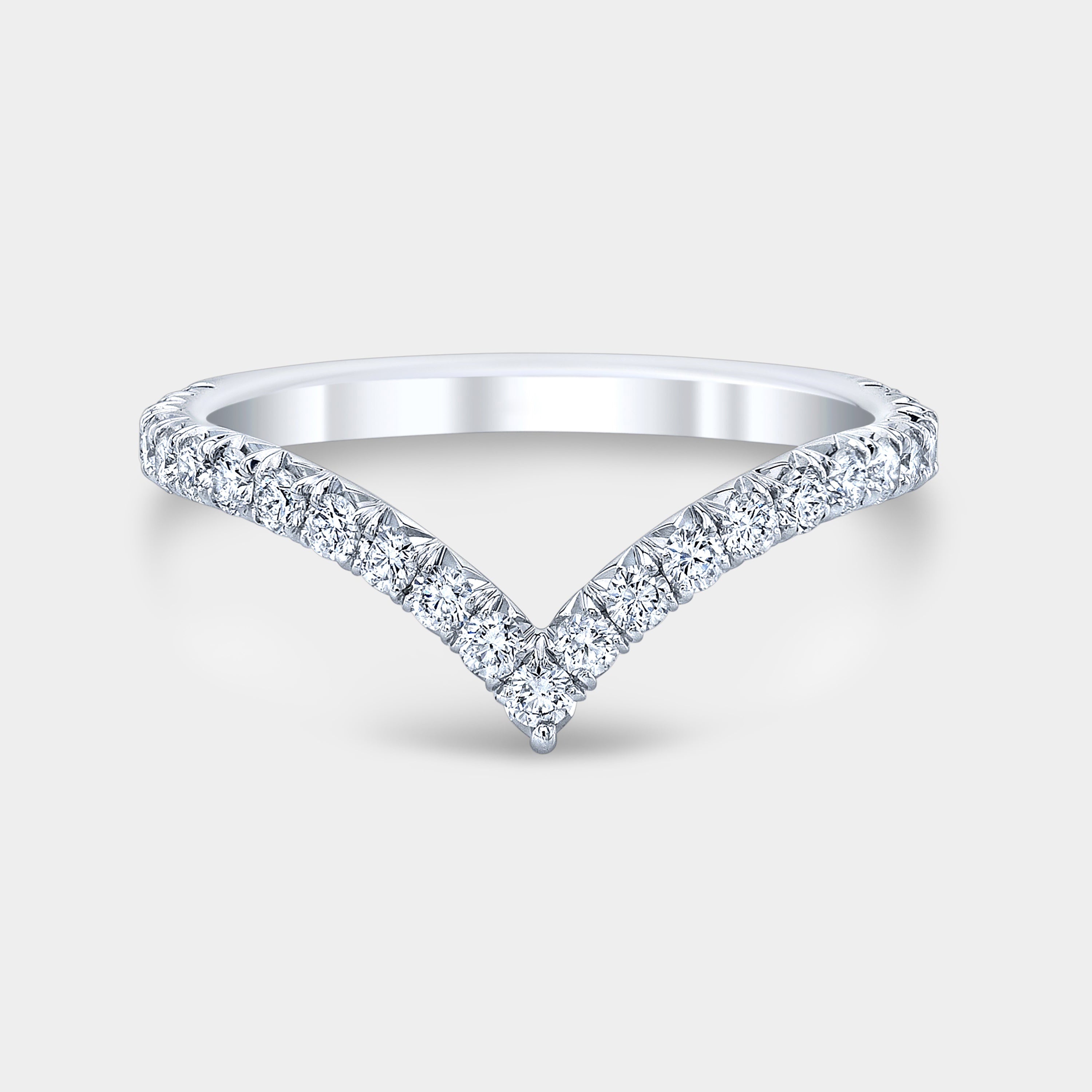 0.50ct Round Diamond V Shape Pave Platinum Wedding Band