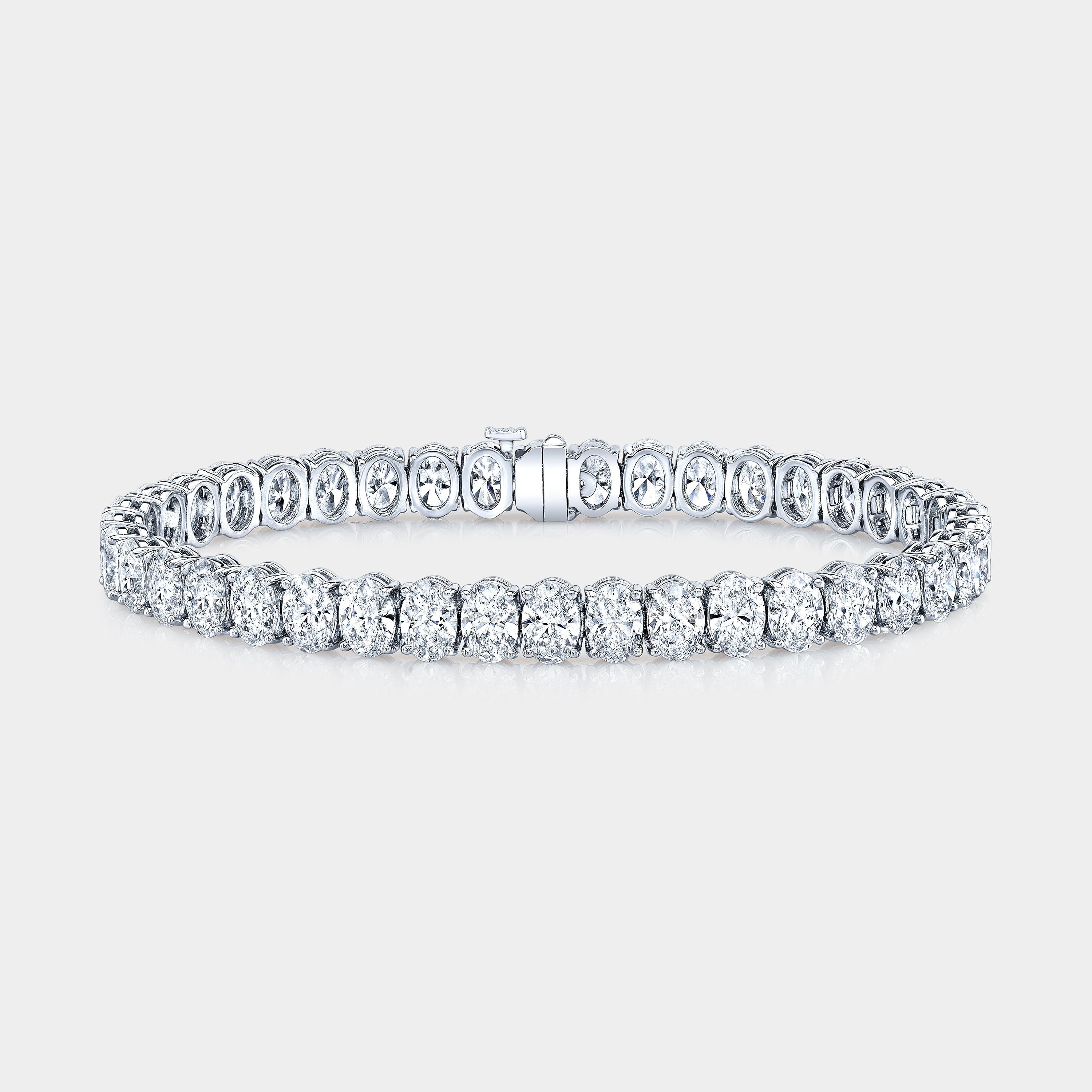 16ct Oval Diamond White Gold Tennis Bracelet - 16.00ct Lab Grown