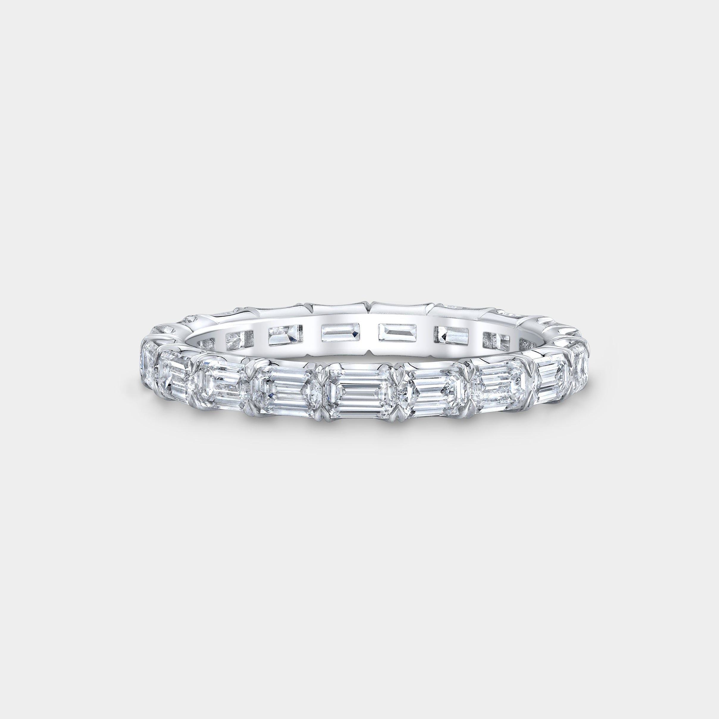 1.75ct Emerald Diamond East West Petite Platinum Eternity Band