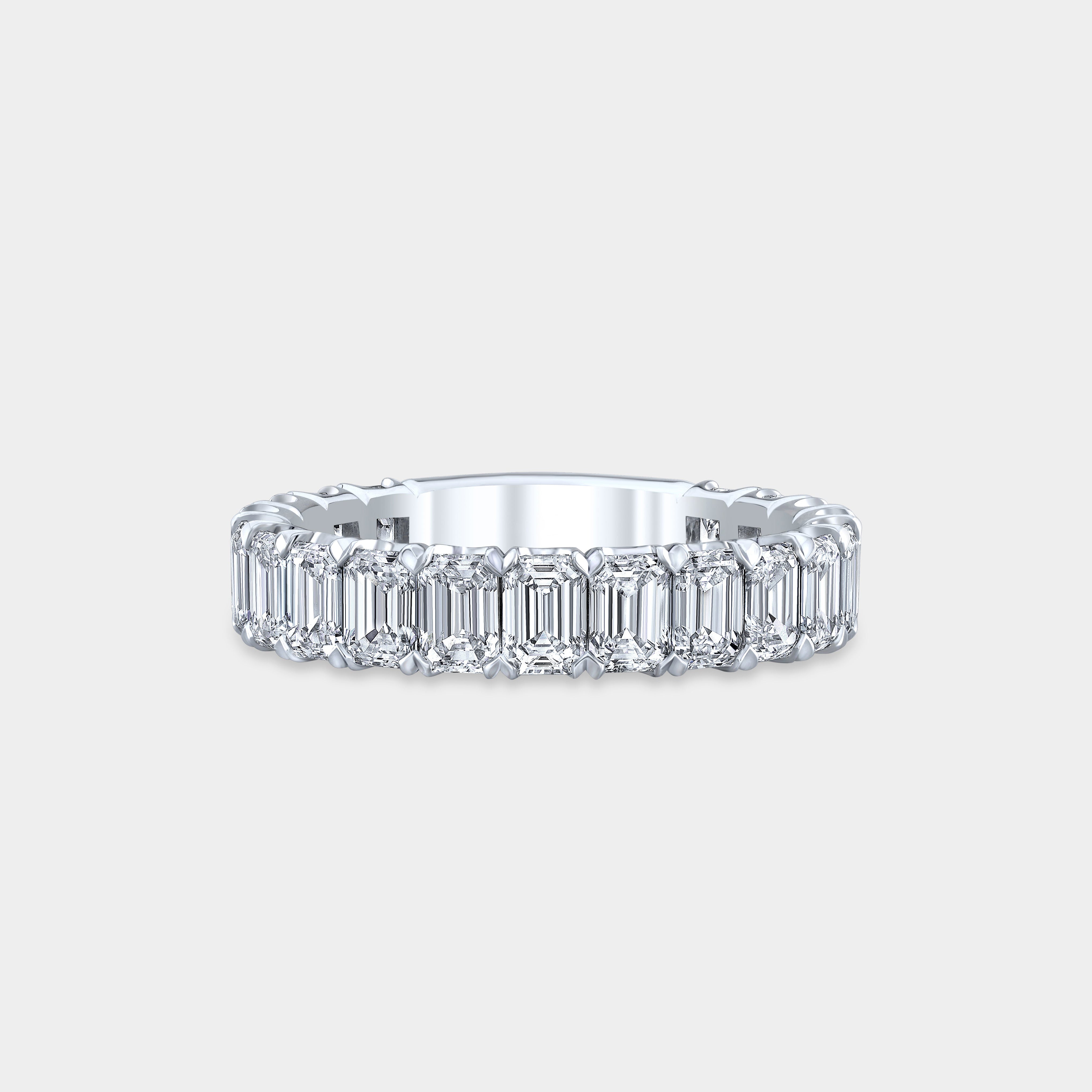 5ct Emerald Diamond Extra Low Profile Chloe Platinum Wedding Band