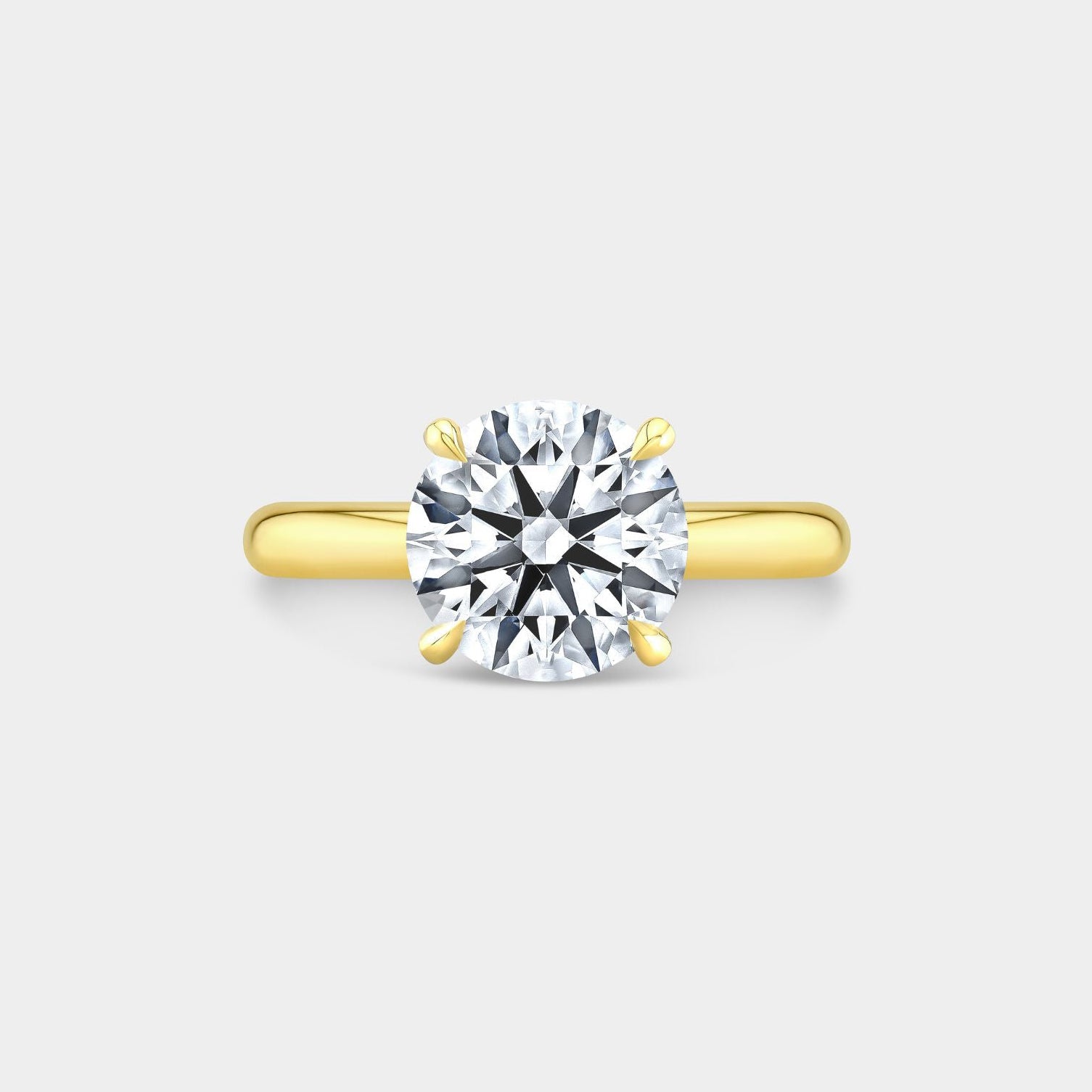 2.79ct Lab Grown Round Diamond 4 Prong Solitaire Yellow Gold Engagement Ring in 18k yellow gold - 2.79ct Lab Grown