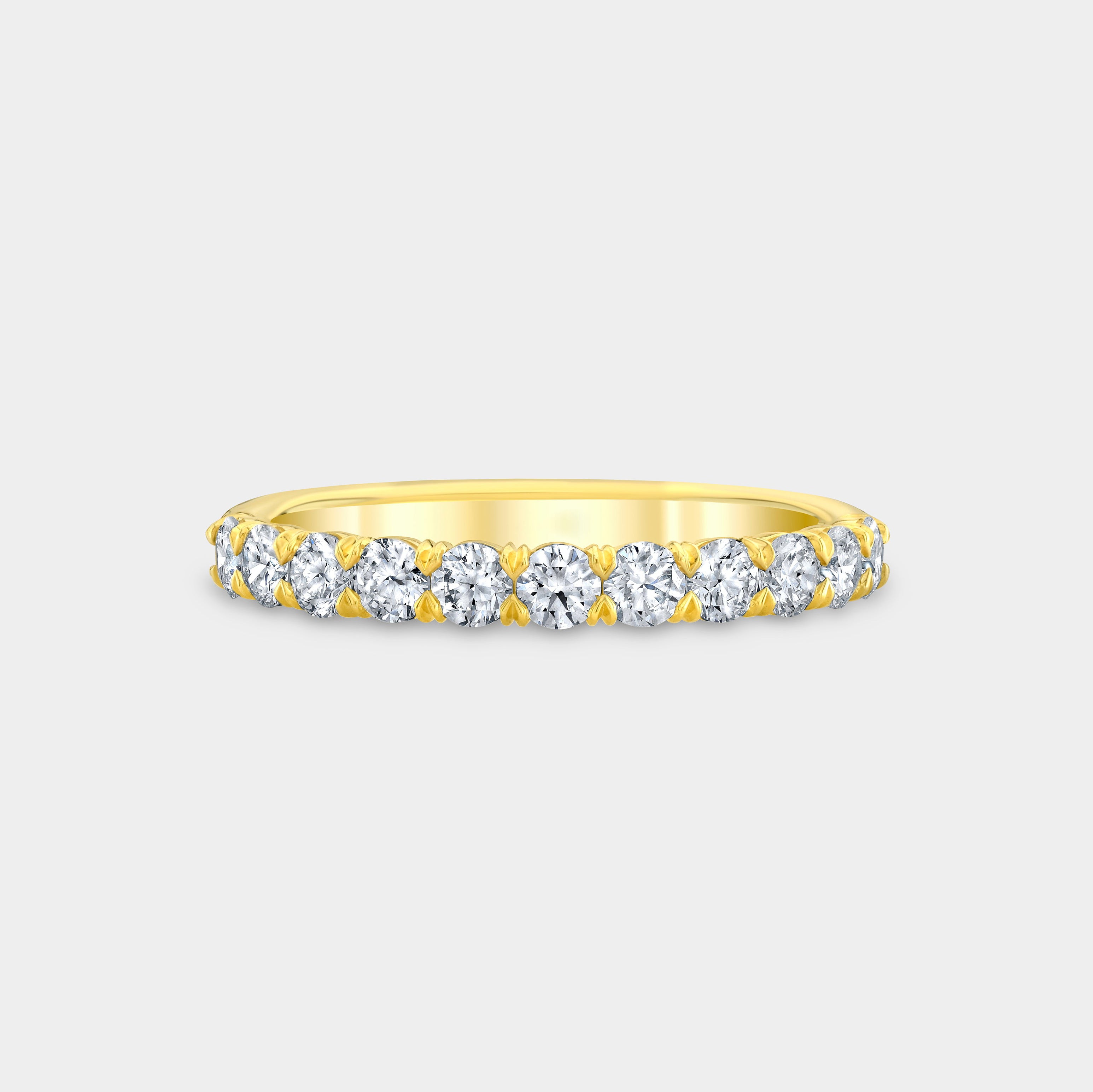 0.75ct Round Diamond Victoria  1/2 Way Yellow Gold Wedding Band in 18k Yellow Gold