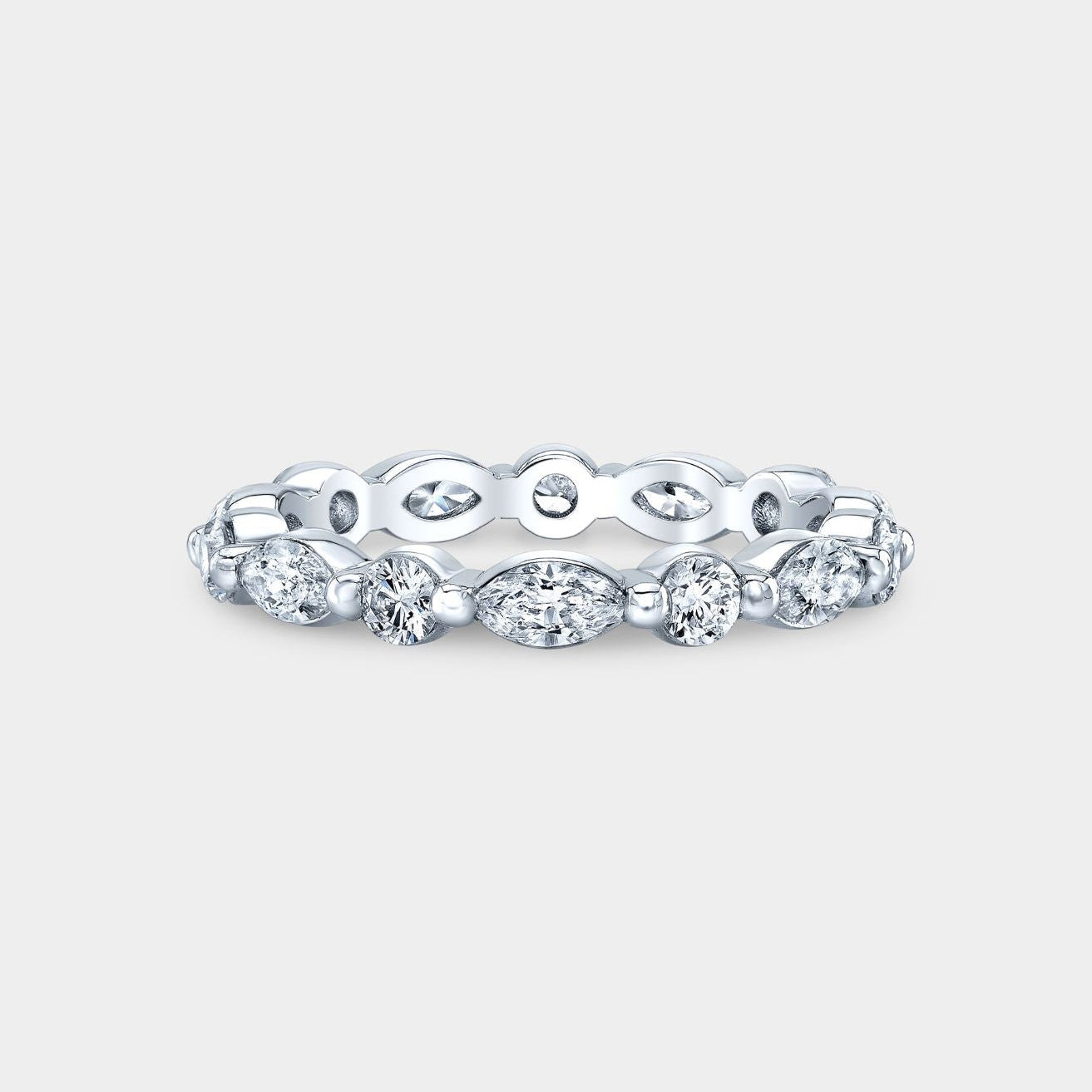 1.25ct Round And Marquise Shared Prong Diamond Platinum Eternity Band - 1.25ct Lab Grown