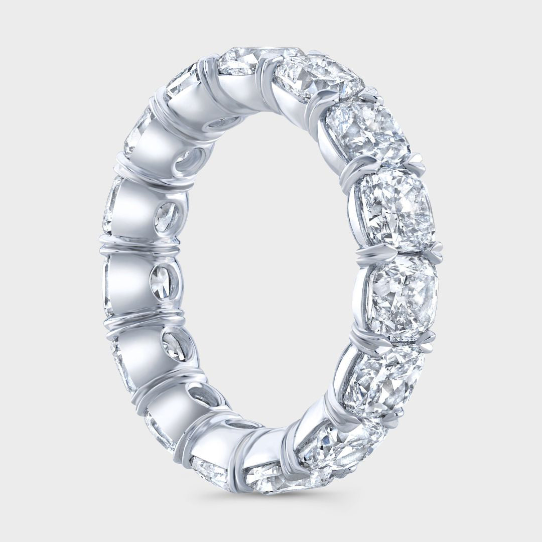 7ct Lab Grown Cushion Diamond Platinum Eternity Band