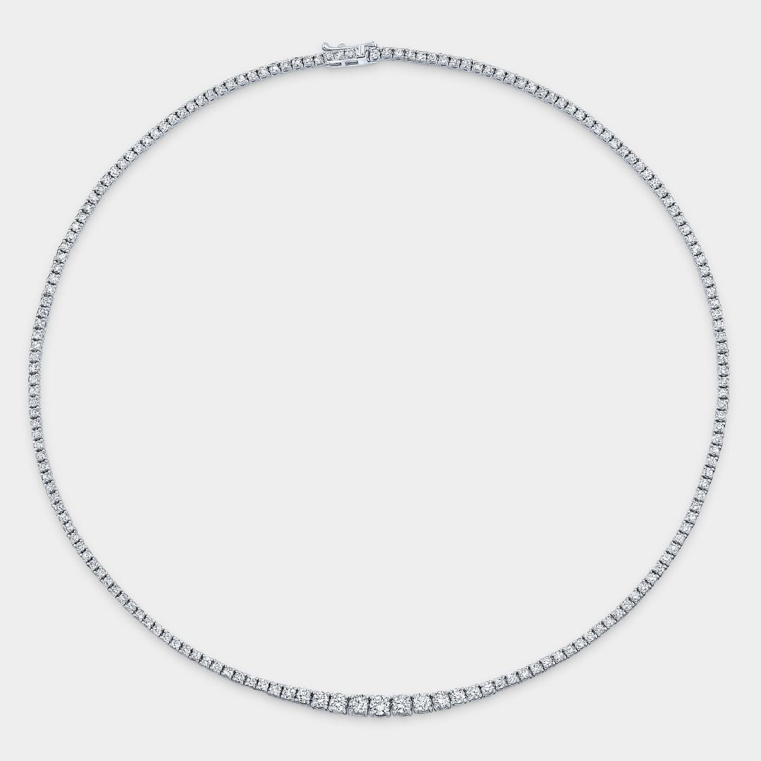 5ct Graduating Lab Grown Round Diamond Tennis Necklace in 14k white gold