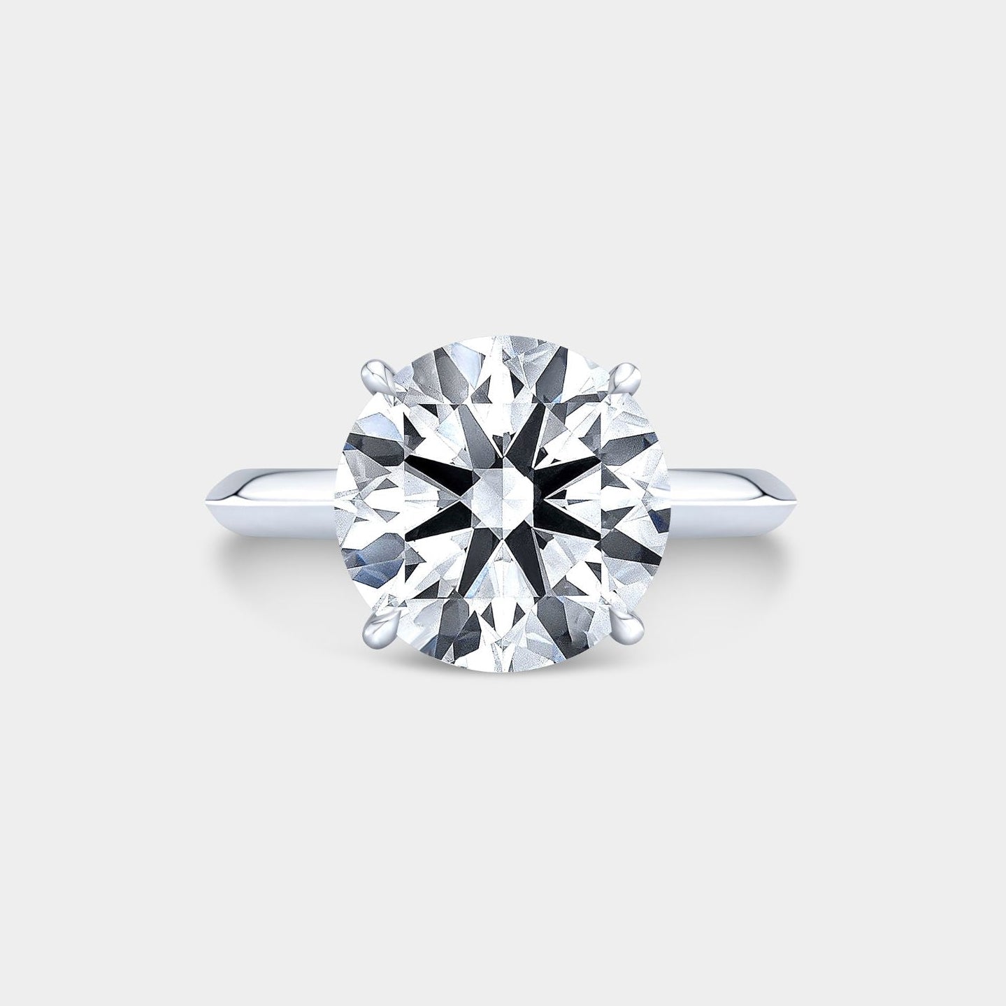 3.77ct Lab Grown Round Diamond Hidden Halo Diamond Bridge Solitaire Platinum Engagement Ring