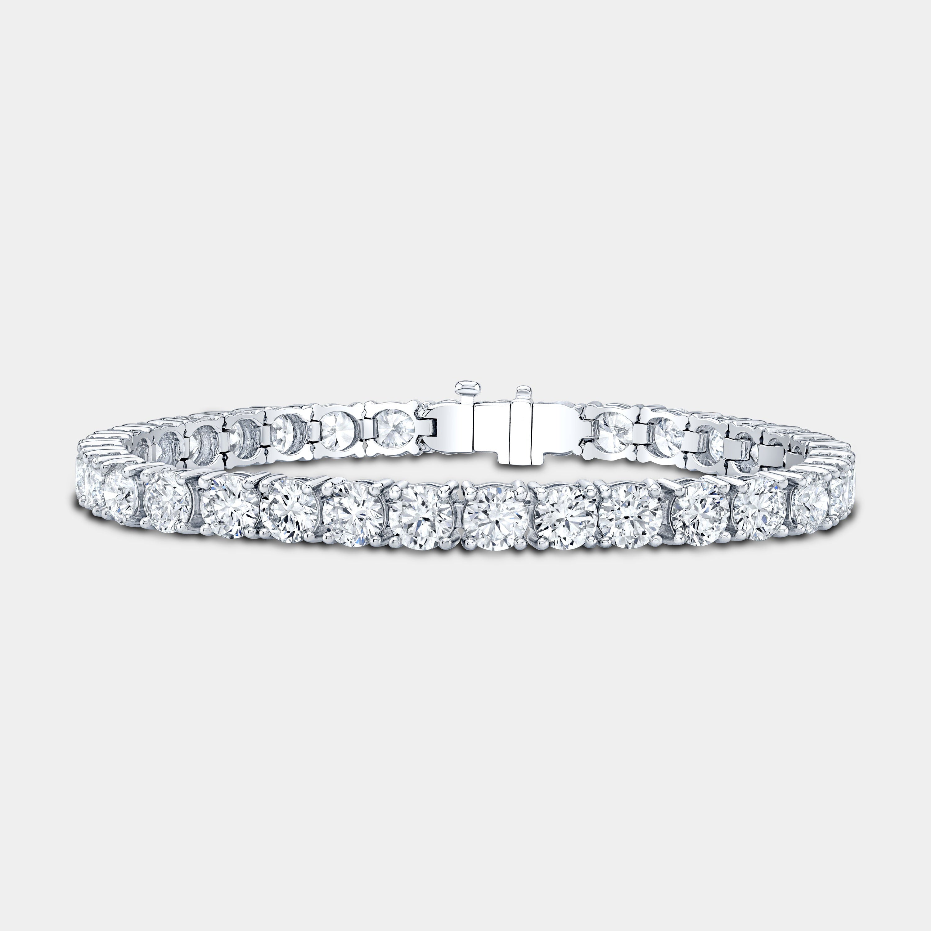 12.25ct Round Lab Grown Diamond White Gold Bracelet in 14k White Gold - 12.25ct Lab Grown