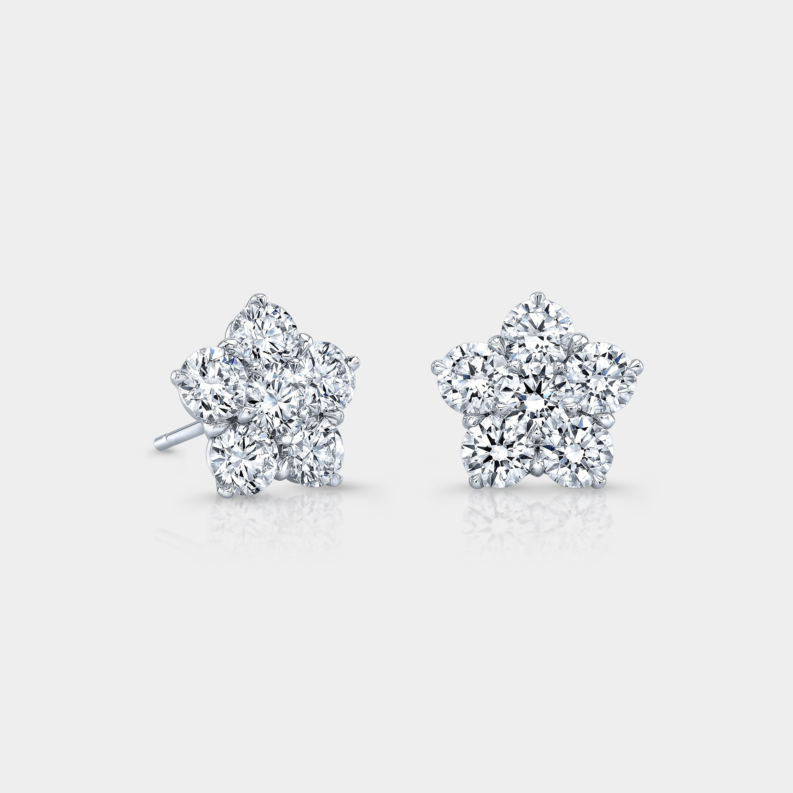 2ct Round Diamond Petite La Fleur Stud White Gold Earrings in 18k White Gold
