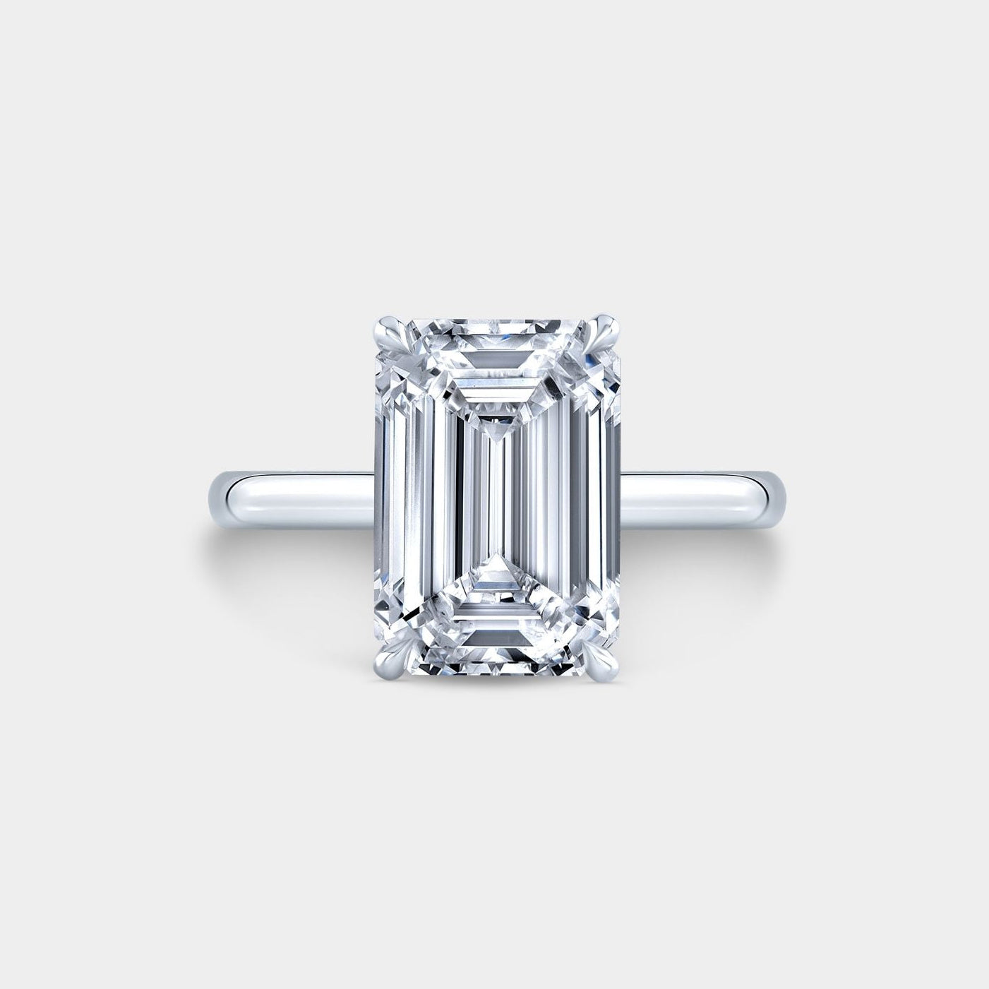 4.06ct Emerald Diamond Solitaire Platinum Engagement Ring