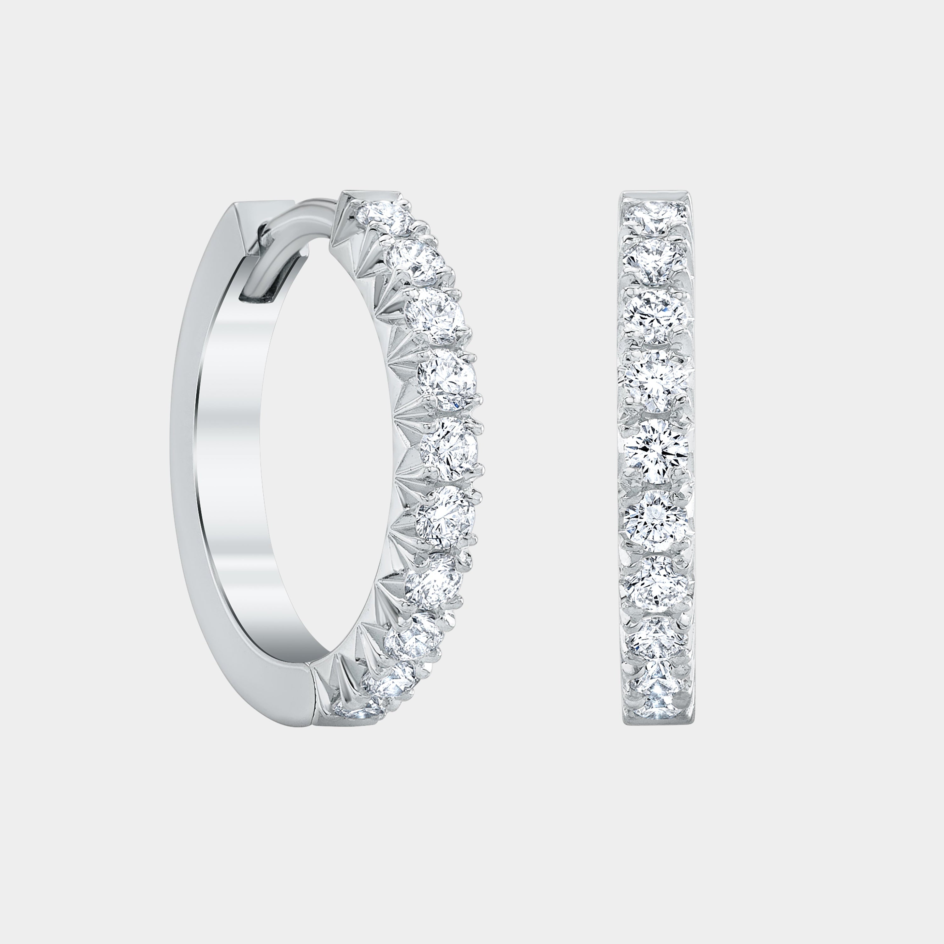 0.37ct Diamond Petite French Pave Huggie White Gold Earrings in 18k White Gold - 0.37ct Natural