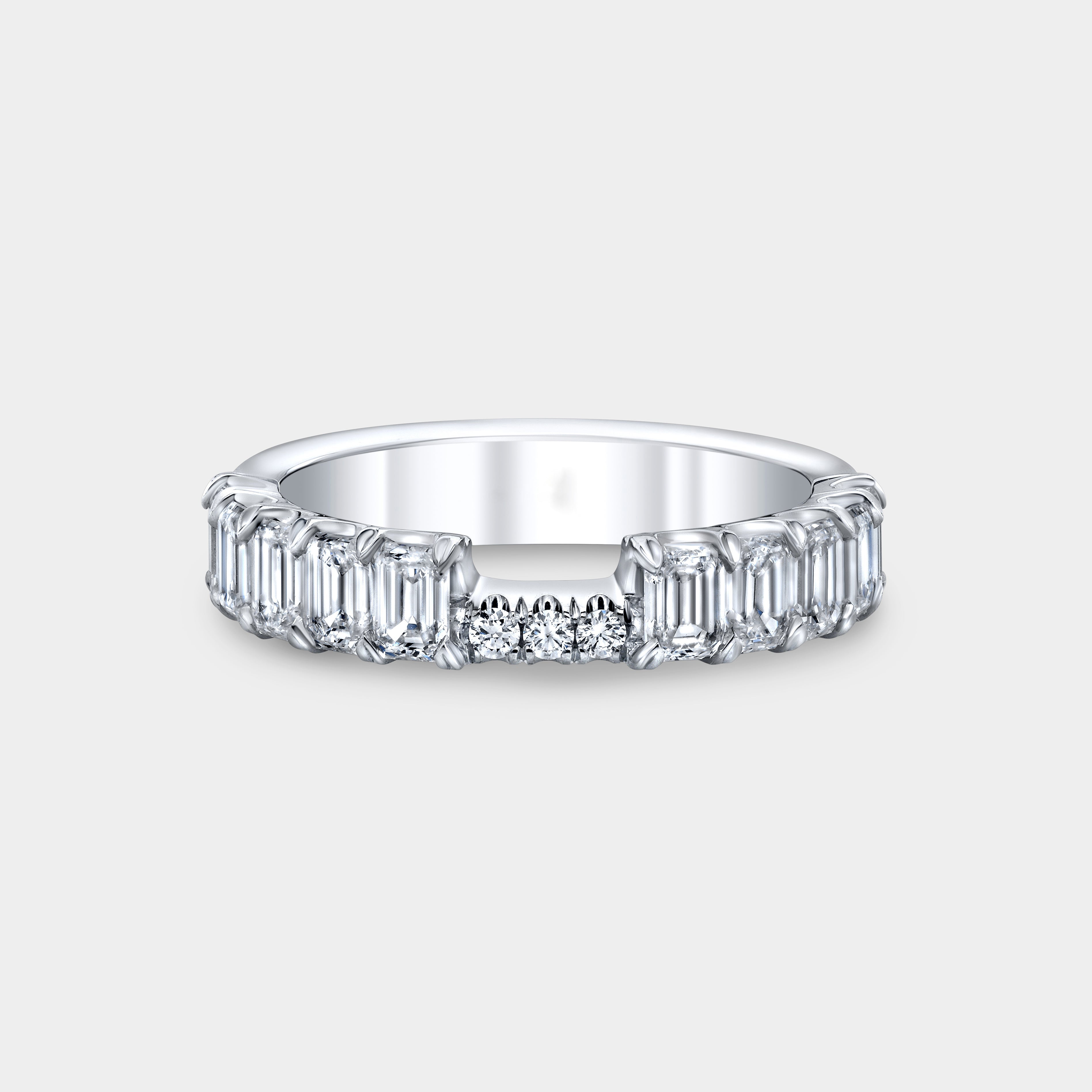 1.50ct Emerald Cut Contour Diamond Platinum Wedding Band