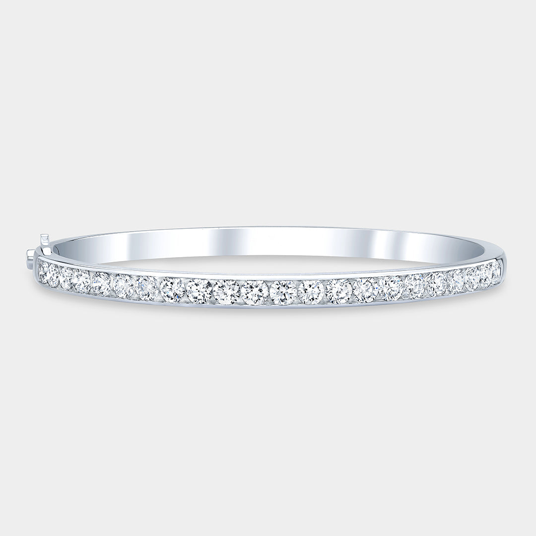 3.5ct Lab Grown Round Diamond Platinum Channel Set Bangle
