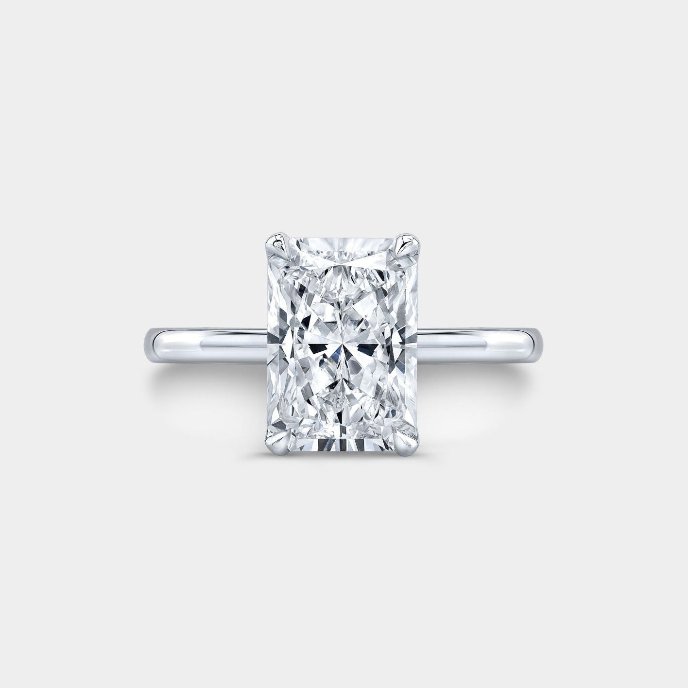 2.99ct Lab Grown Radiant Diamond Tulip Solitaire Platinum Engagement Ring - 2.99ct Lab Grown