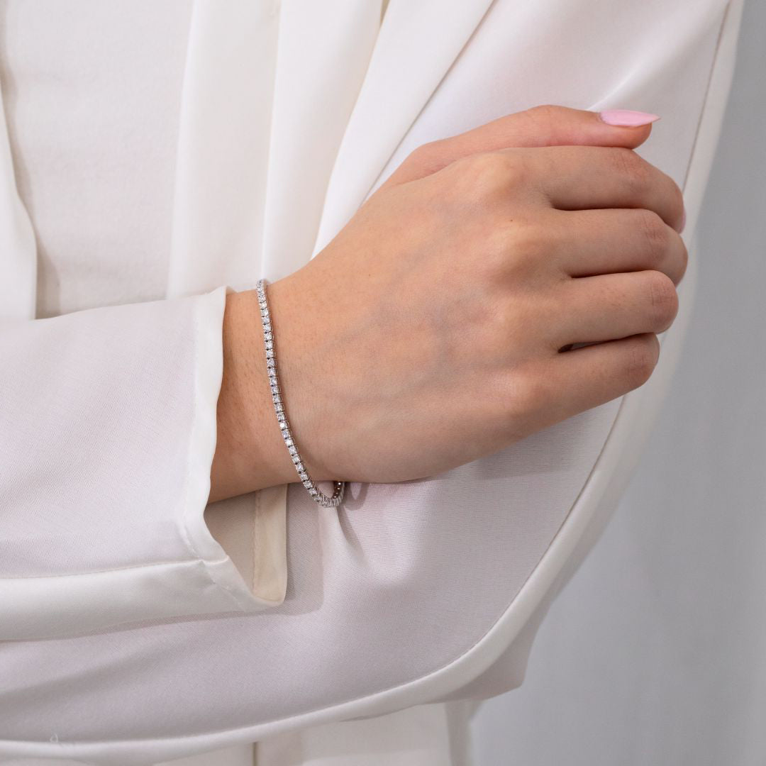 2ct Natural Round Diamond Tennis Bracelet in 14k white gold