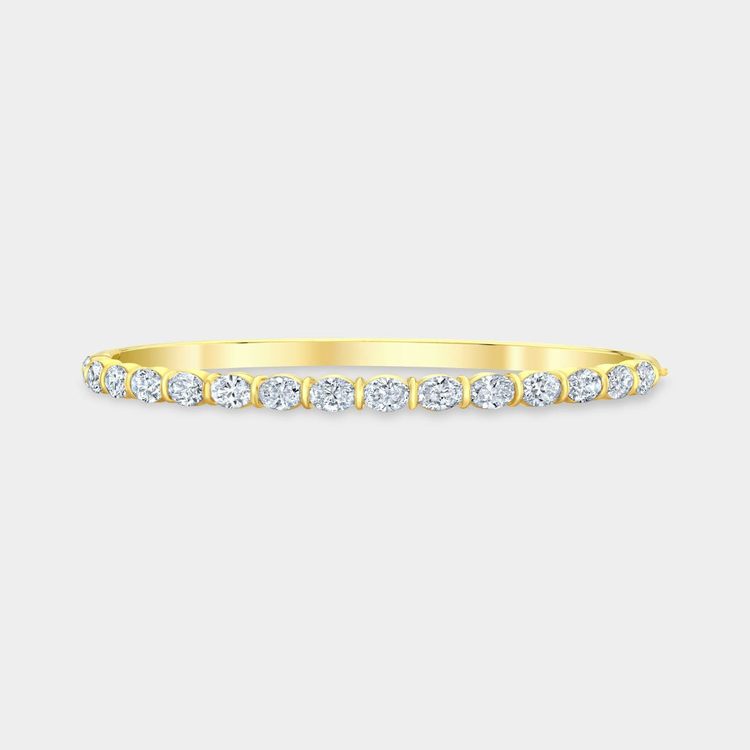 East West 4ct Lab Grown Oval Diamond Bangle Yellow Gold in 14k yellow gold