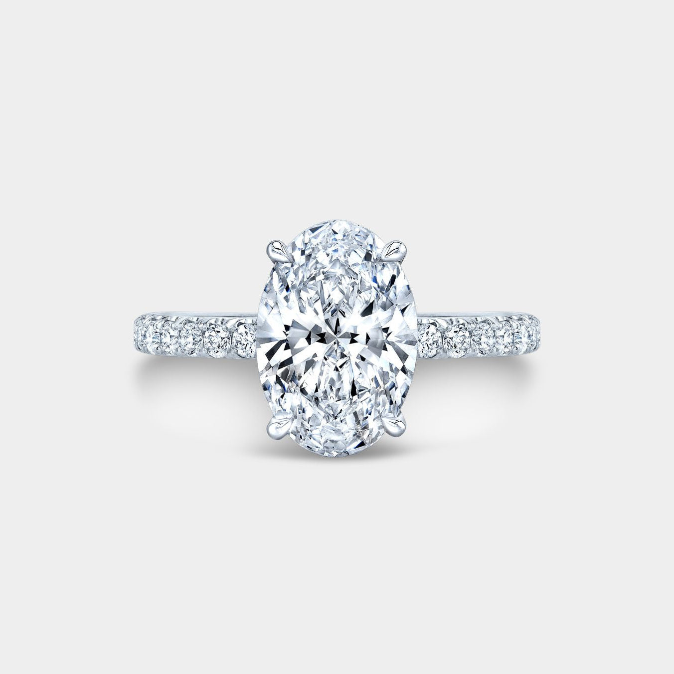 2.54ct Lab Grown Oval Diamond Hidden Halo with U Pave Platinum Engagement Ring - 2.54ct Lab Grown