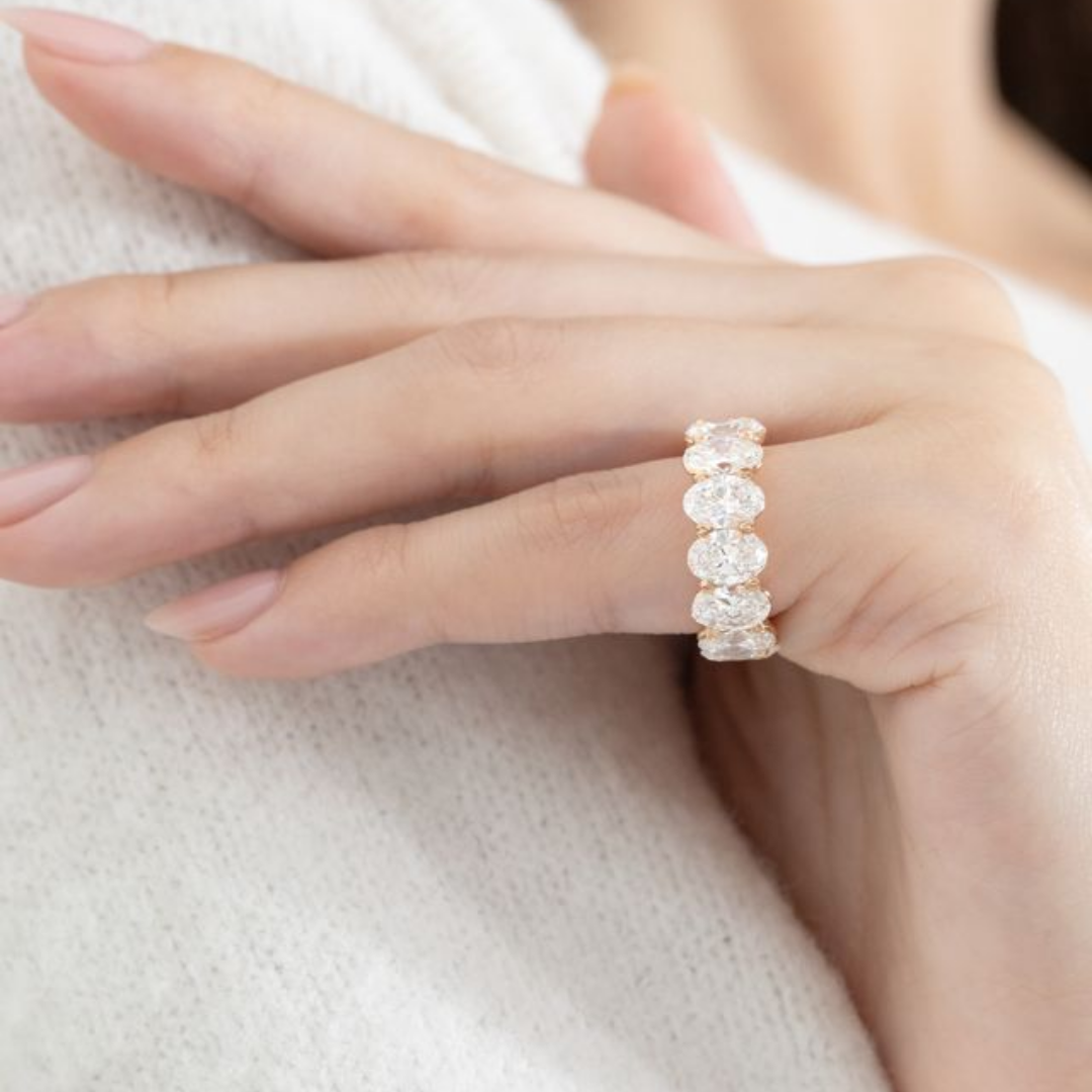 6.5ct Lab Oval Diamond Victoria 7mm Rose Gold Pinky Ring in 14k rose gold - 6.50ct Lab Grown