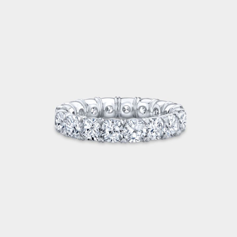 4ct Cushion Diamond Victoria Platinum Eternity Wedding Band