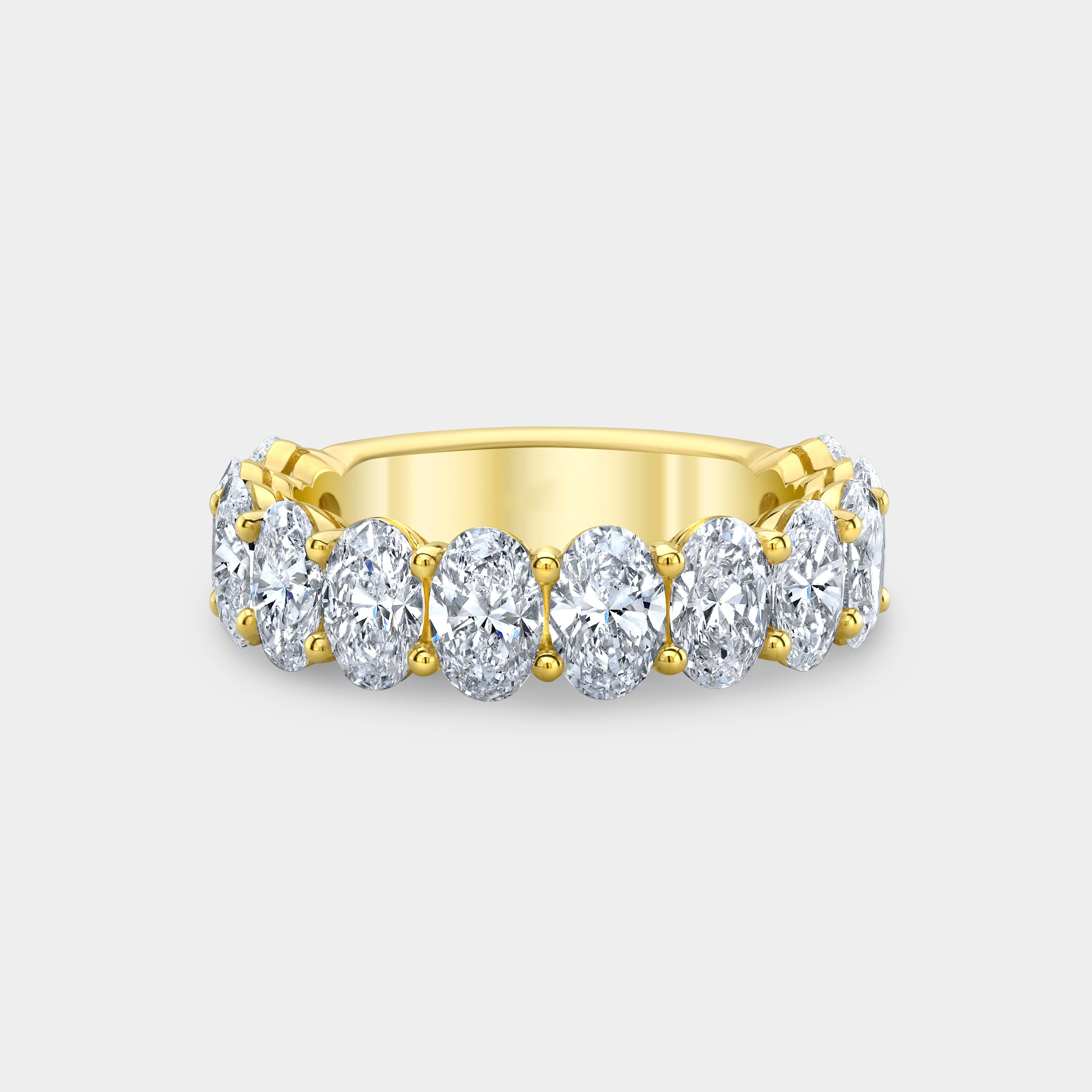 4ct Lab Grown Oval Diamond 5.70mm 14k Yellow Gold Wedding Band