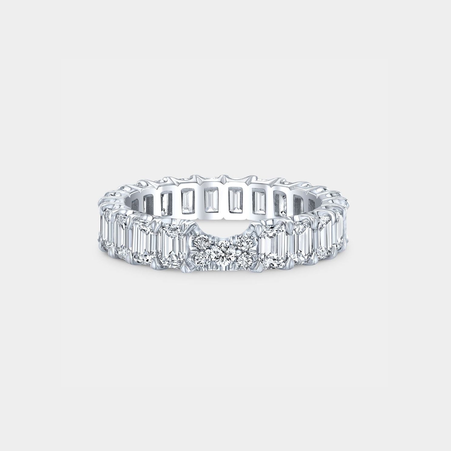 3.50ct Ribbon Contour Lab Grown Emerald Diamond 3.80mm Eternity Band in platinum