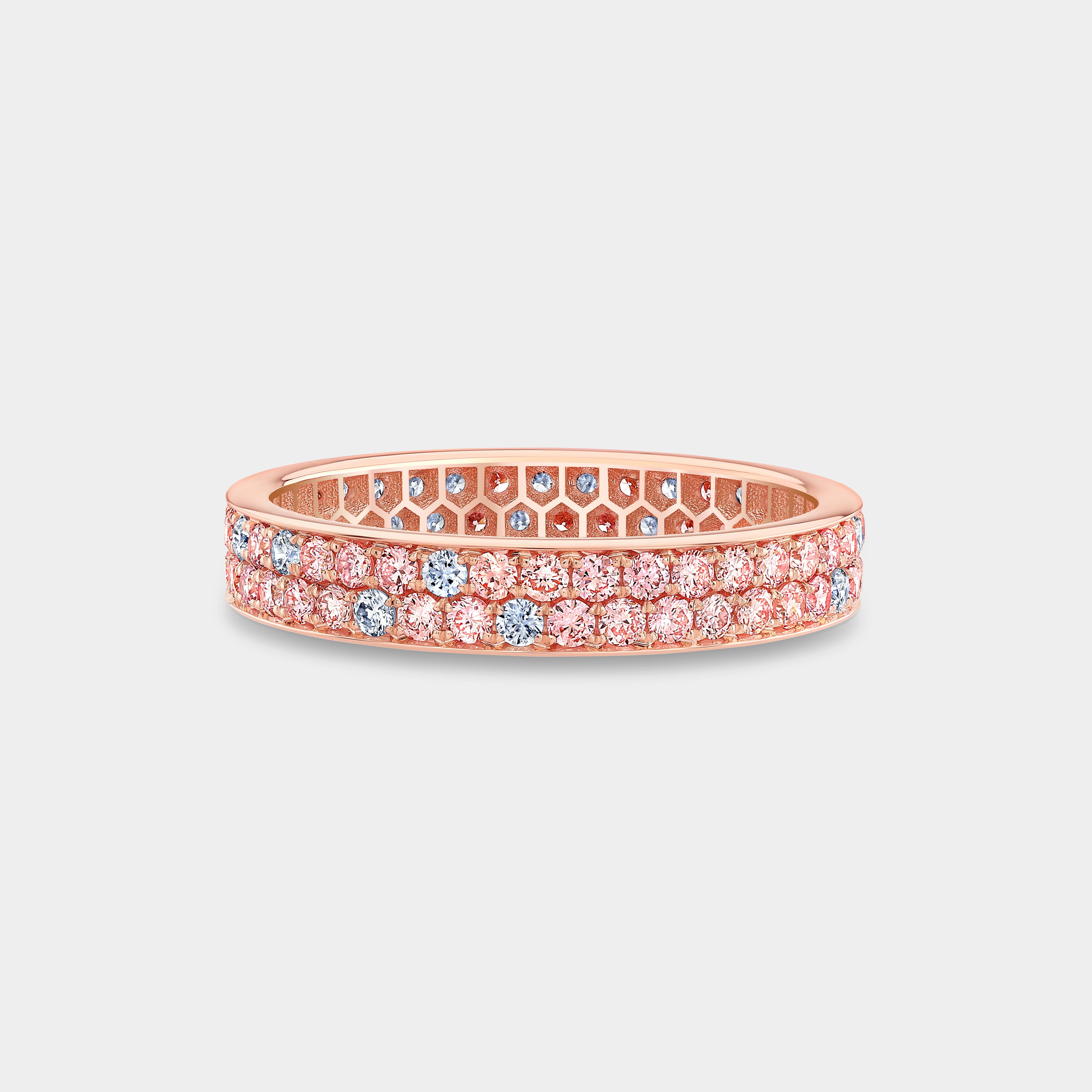 0.50ct Pink And White Round Diamonds Rose Gold Eternity Band in 18k rose gold - 0.50ct Lab Grown
