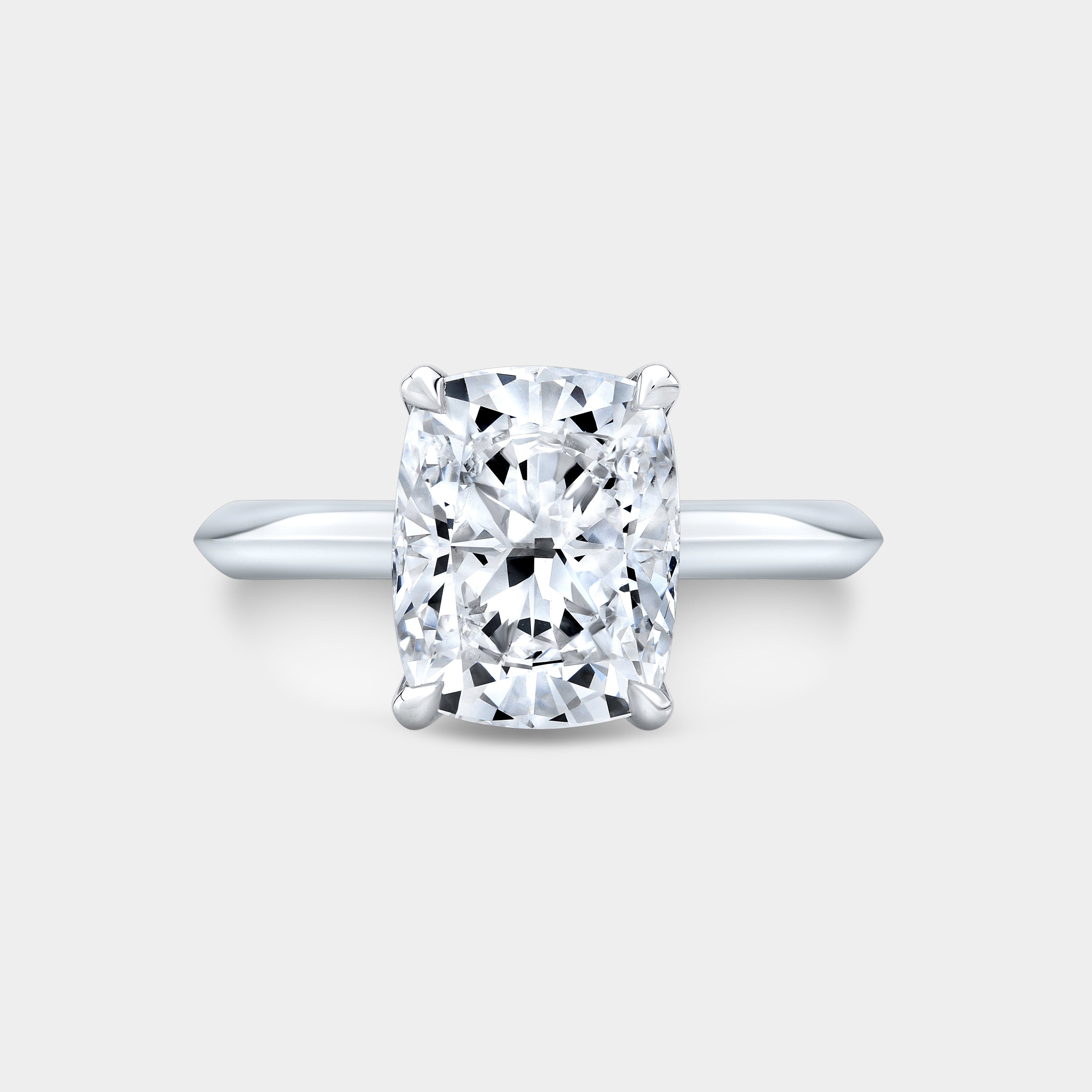 Cushion Diamond Tulip Knife Edge Solitaire White Gold Engagement Ring