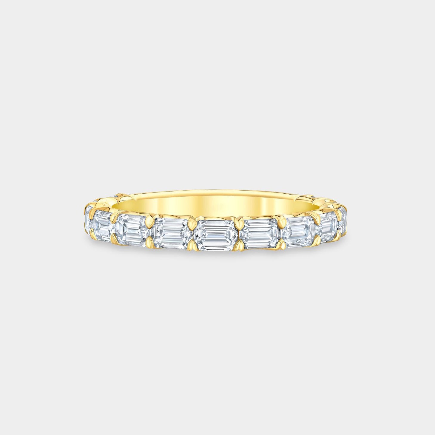 1.50ct Emerald Diamond East West Chloe 2.50mm Yellow Gold Wedding Band in 14k yellow gold