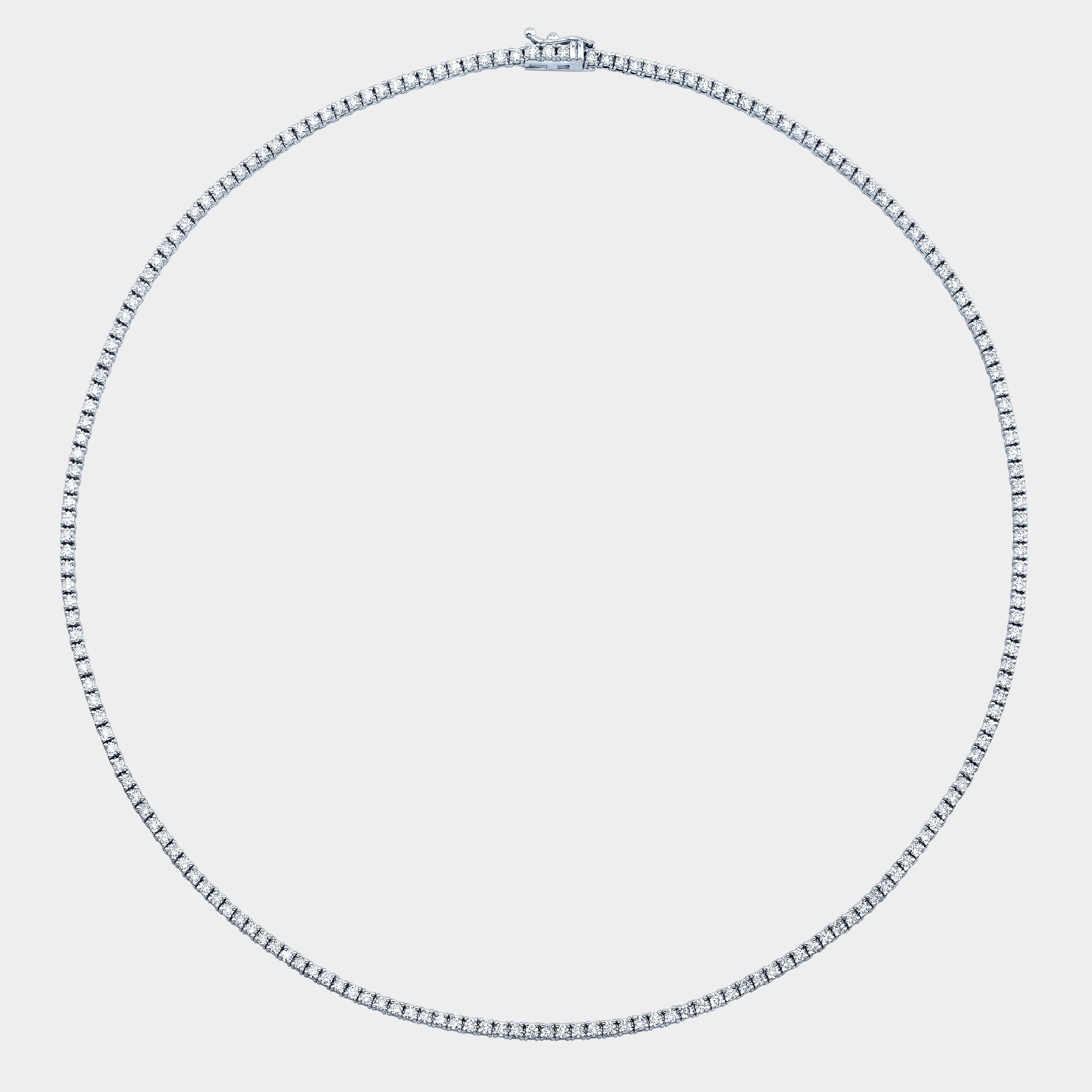 4.25ct Round Diamond Petite Choker White Gold Tennis Necklace in 14k White Gold