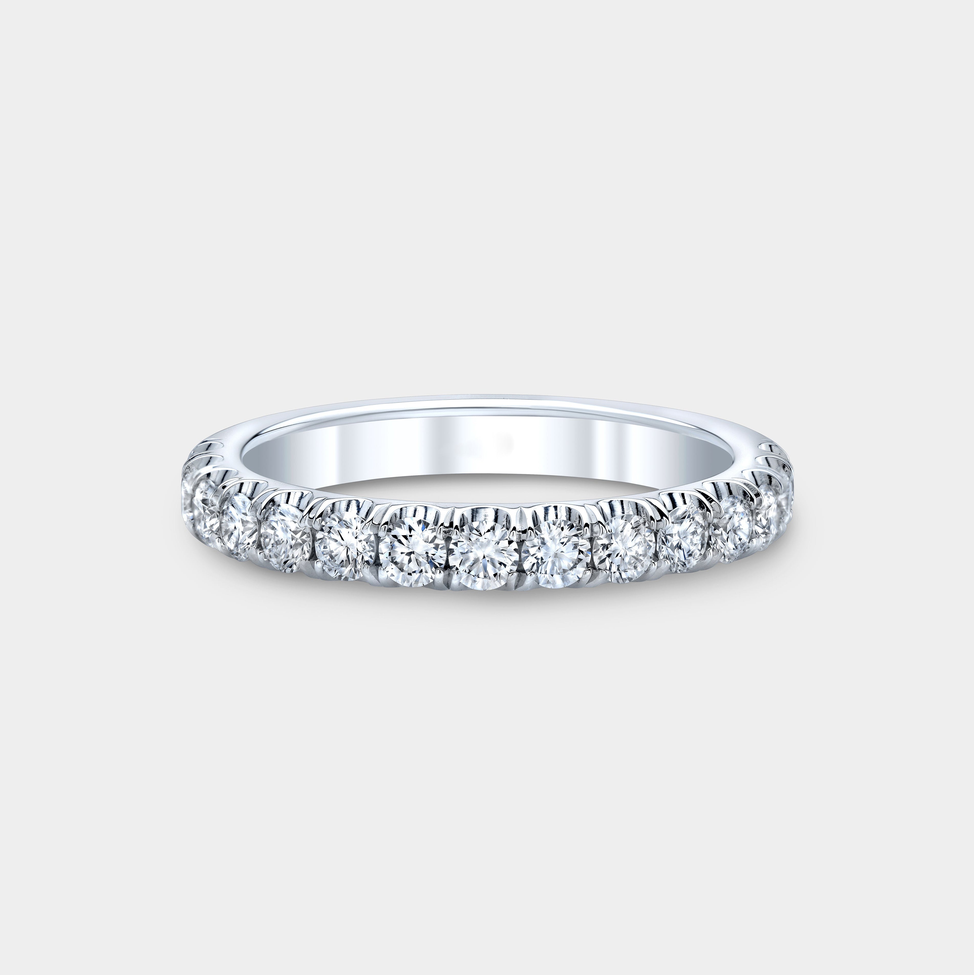 0.75ct Round Diamond U Pave White Gold Wedding Band in 18k White Gold