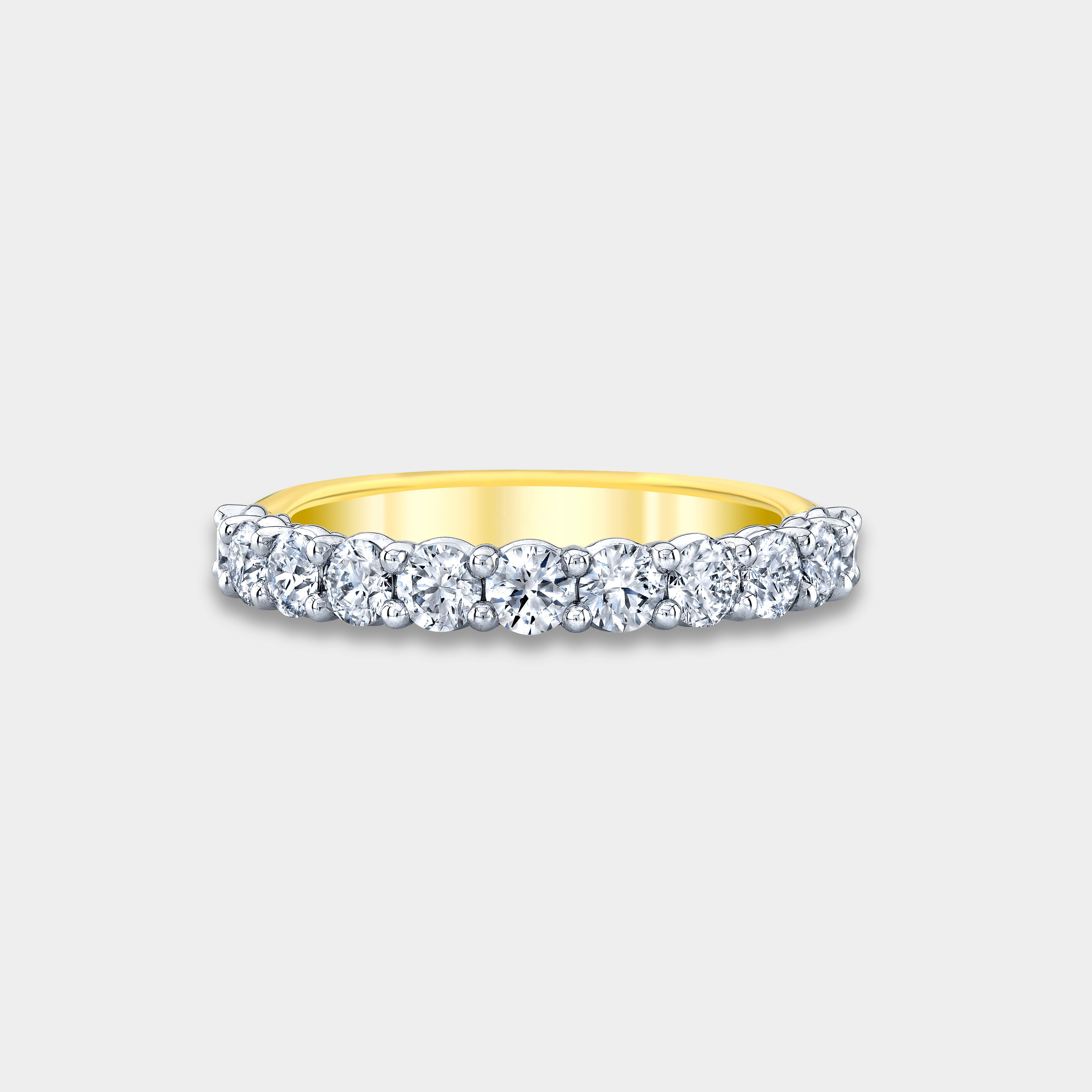 1ct Round Diamond Double Gallery 1/2 Way Yellow Gold And Platinum Wedding Band