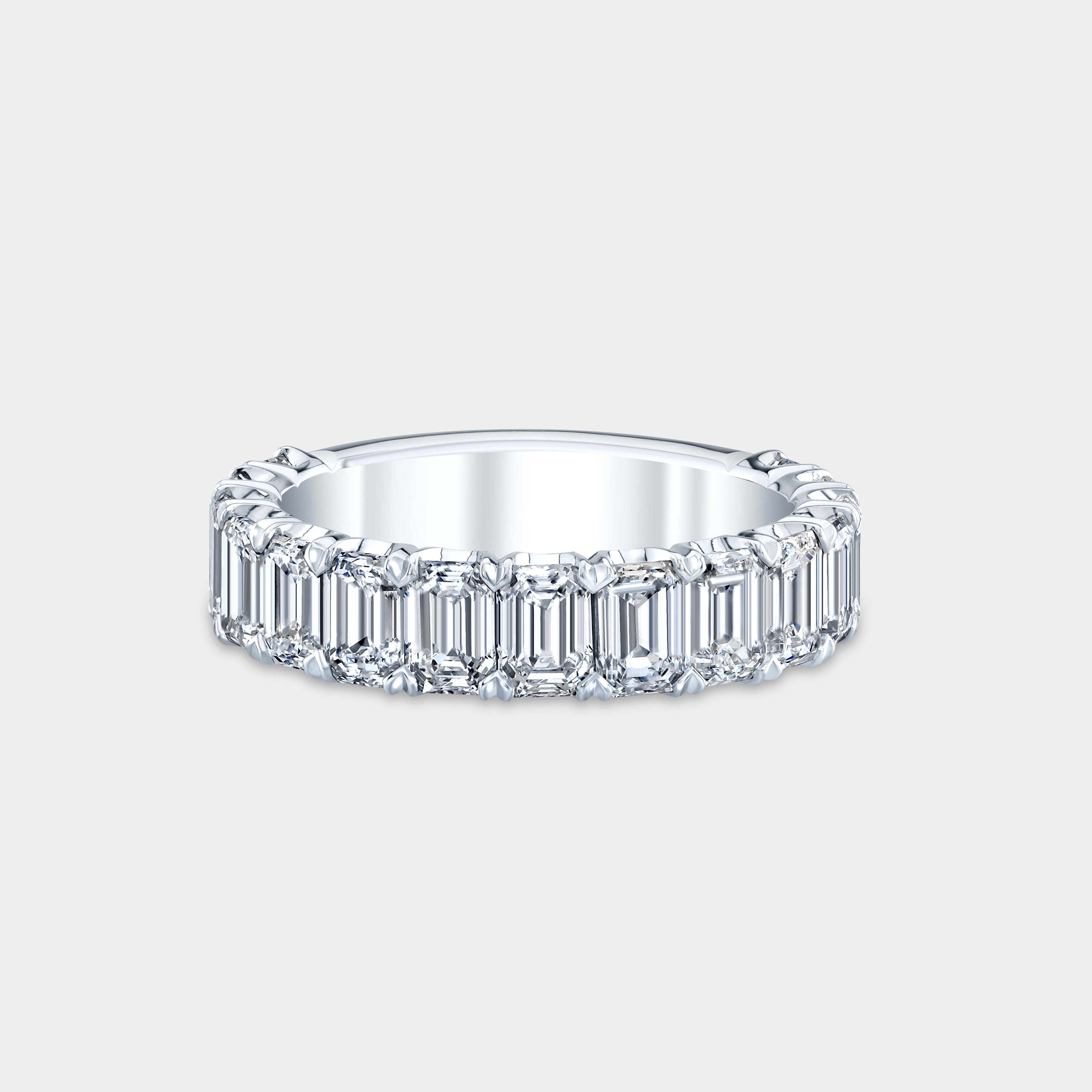 3.25ct Emerald Cut Diamond Platinum 4.30mm Chloe Wedding Band