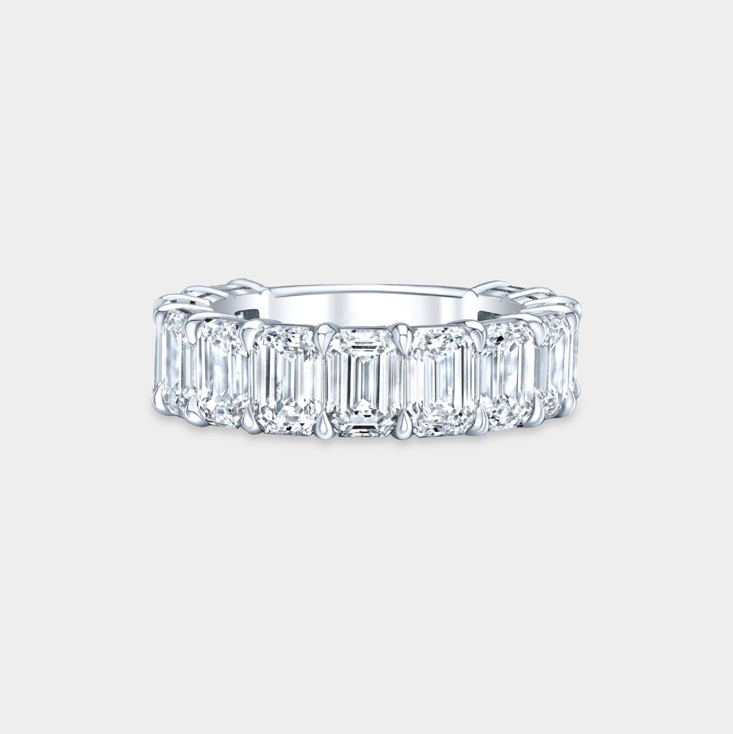6.50ct Emerald Diamond Double Gallery 5.60mm Platinum Wedding Band