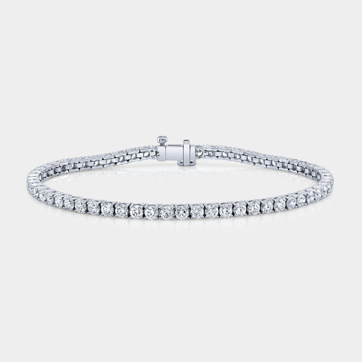 5.25ct Round Natural Diamond White Gold Tennis Bracelet in 14k White Gold