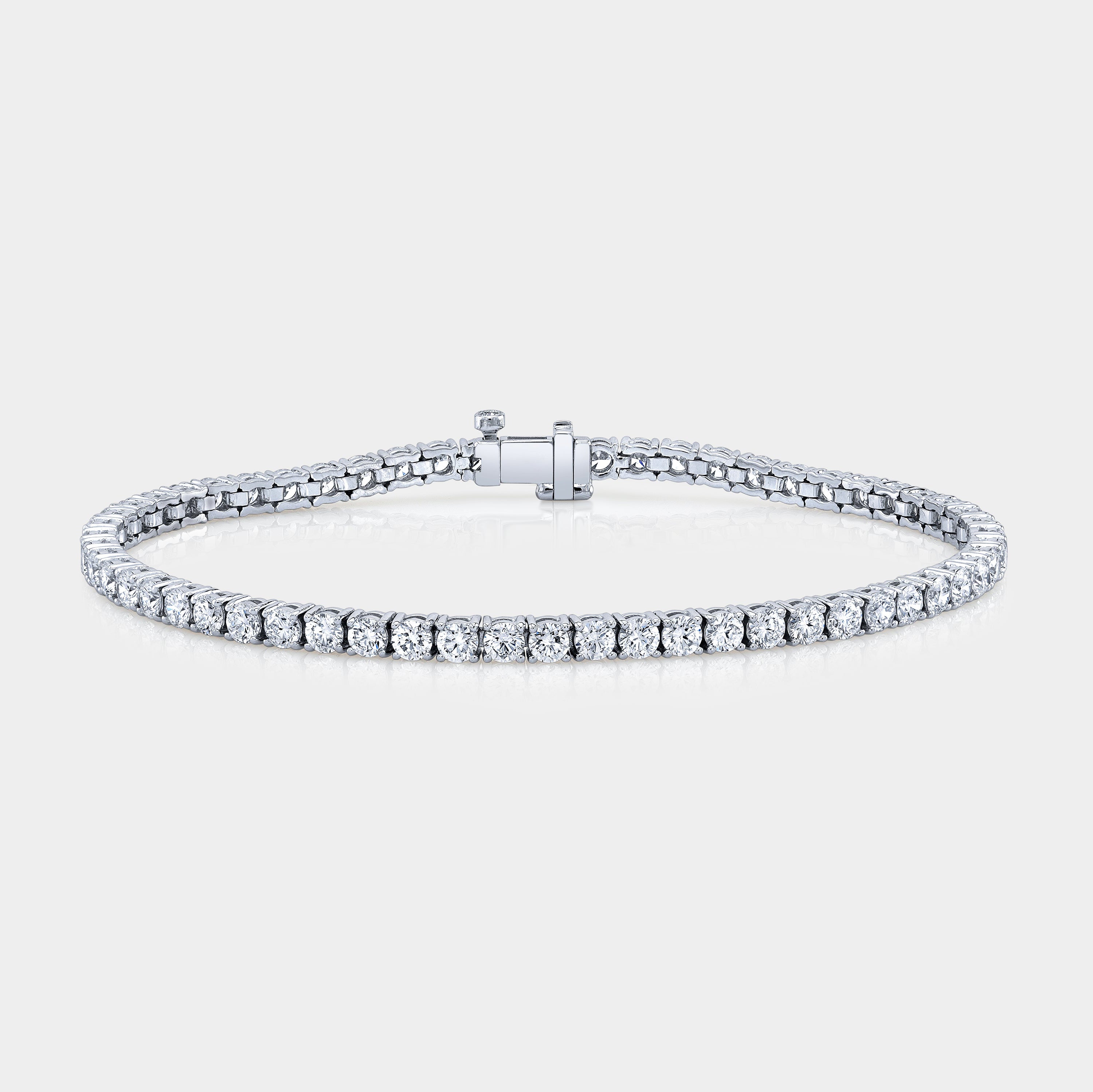 5.25ct Round Natural Diamond White Gold Tennis Bracelet in 14k White Gold