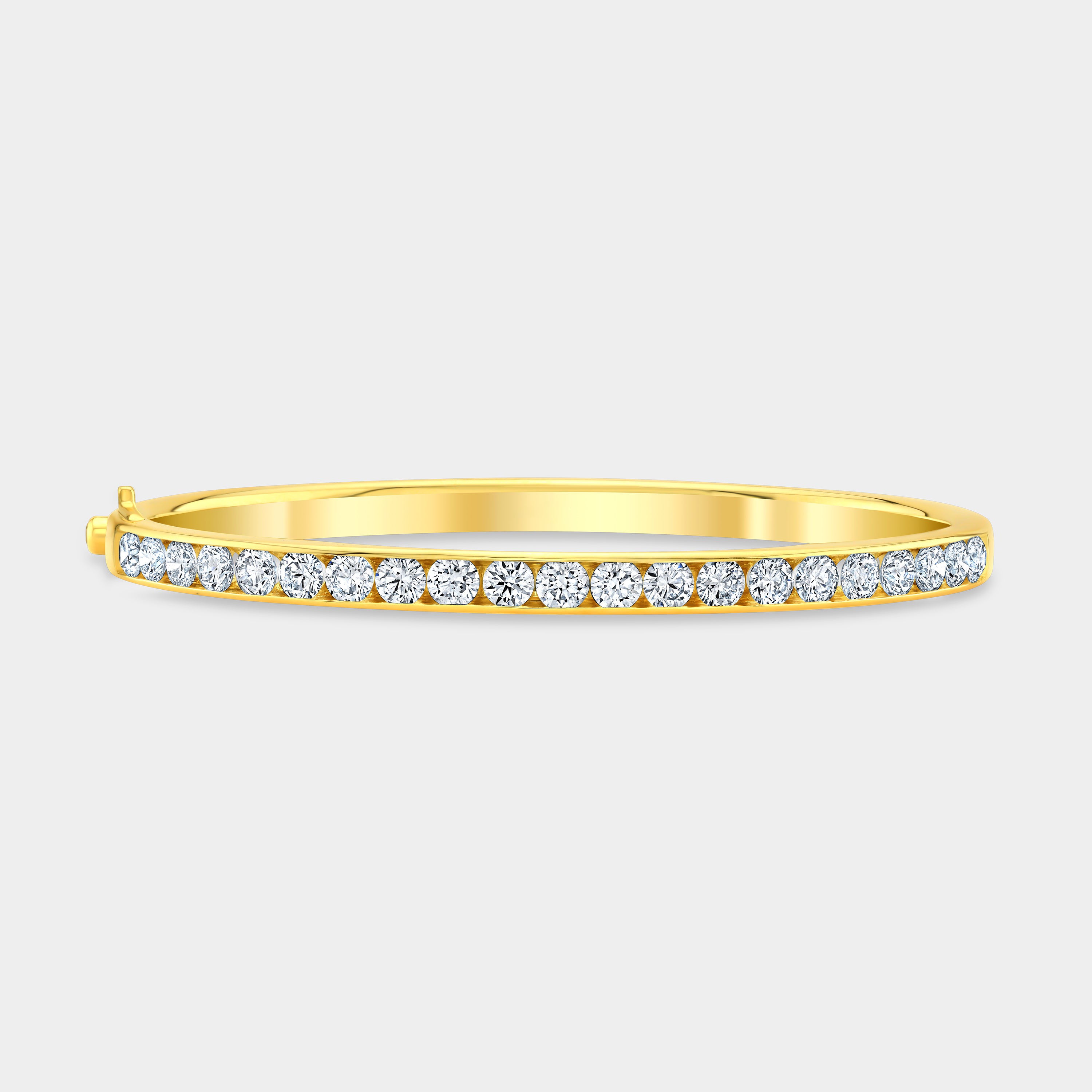 3ct Petite Round Lab Grown Diamond Channel Set Bangle Yellow Gold in 14K yellow gold