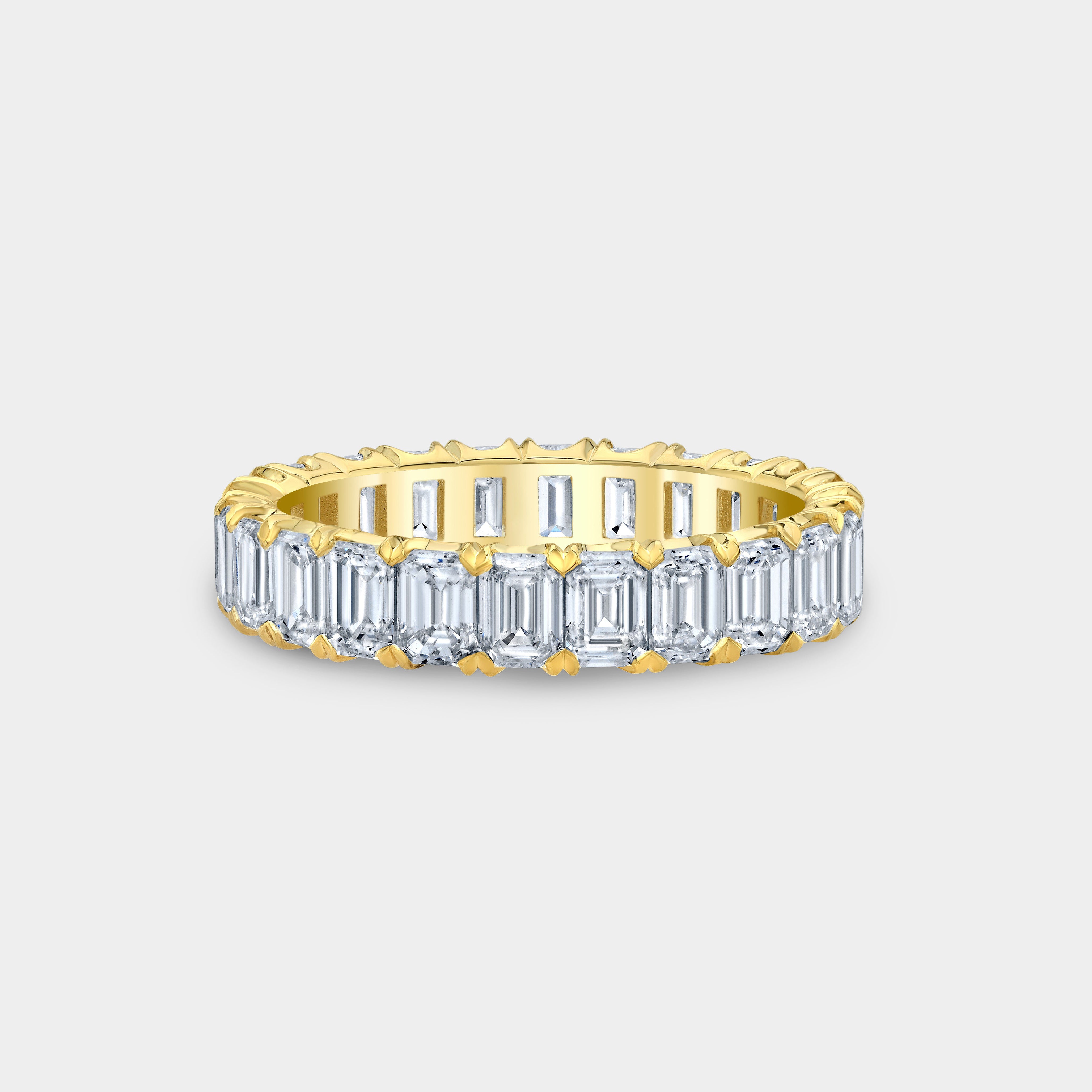 3ct Emerald Cut Diamond Chloe 3.50mm Yellow Gold Eternity Band in 14k Yellow Gold