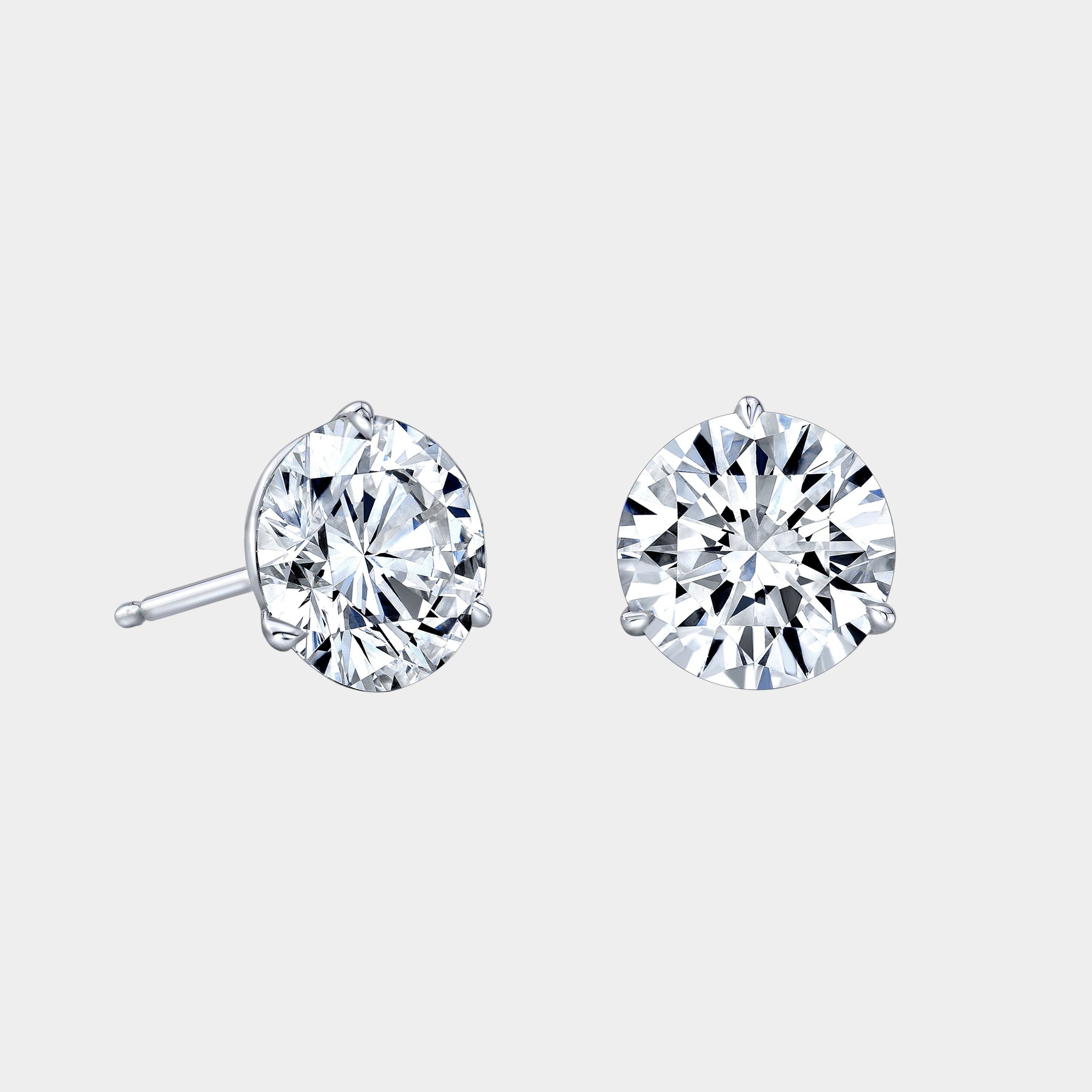 4.25ct Round Lab Grown Diamond White Gold Earrings in 14k White Gold
