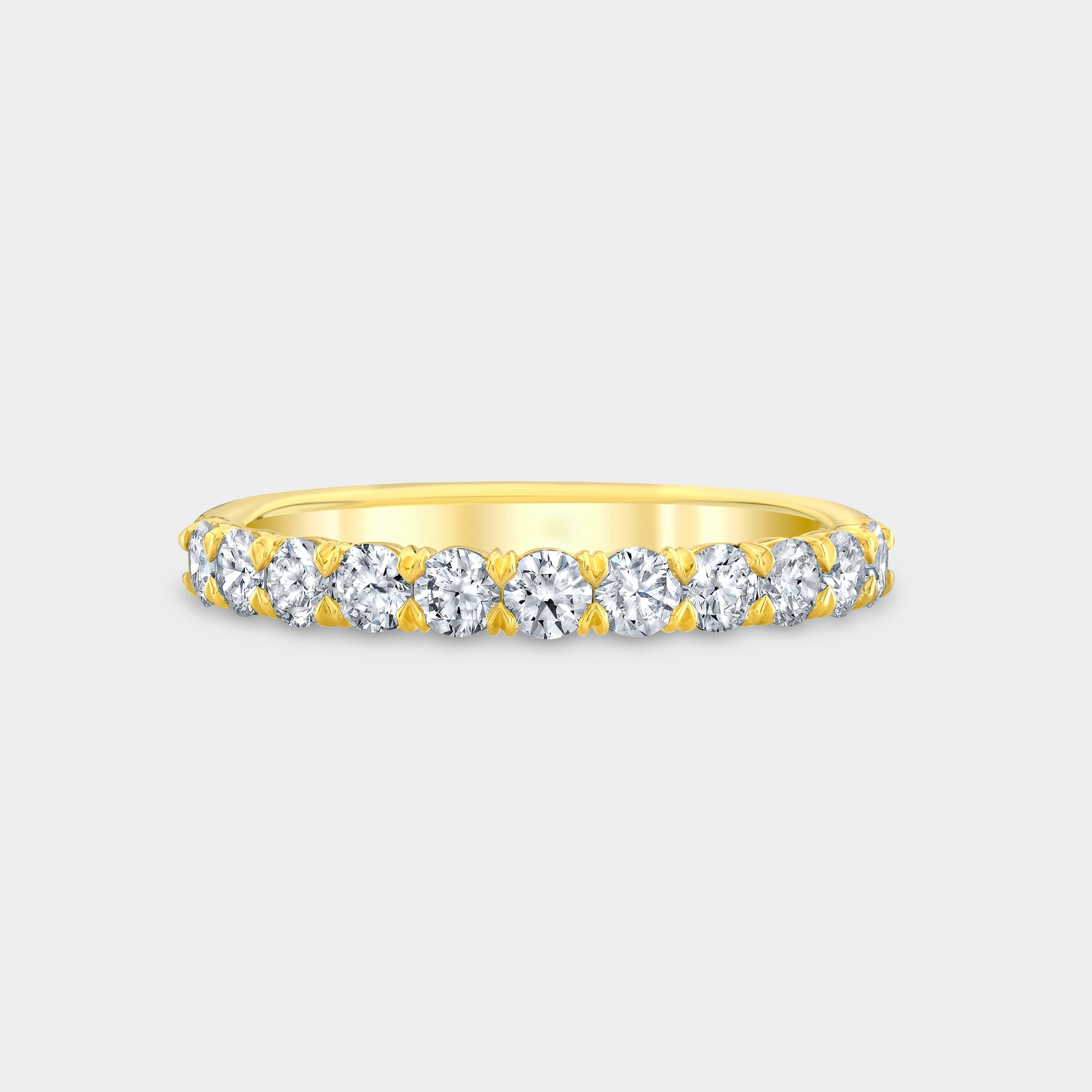 0.75ct Round Diamond Victoria Lab Grown  1/2 Way Yellow Gold Wedding Band in 18k yellow gold