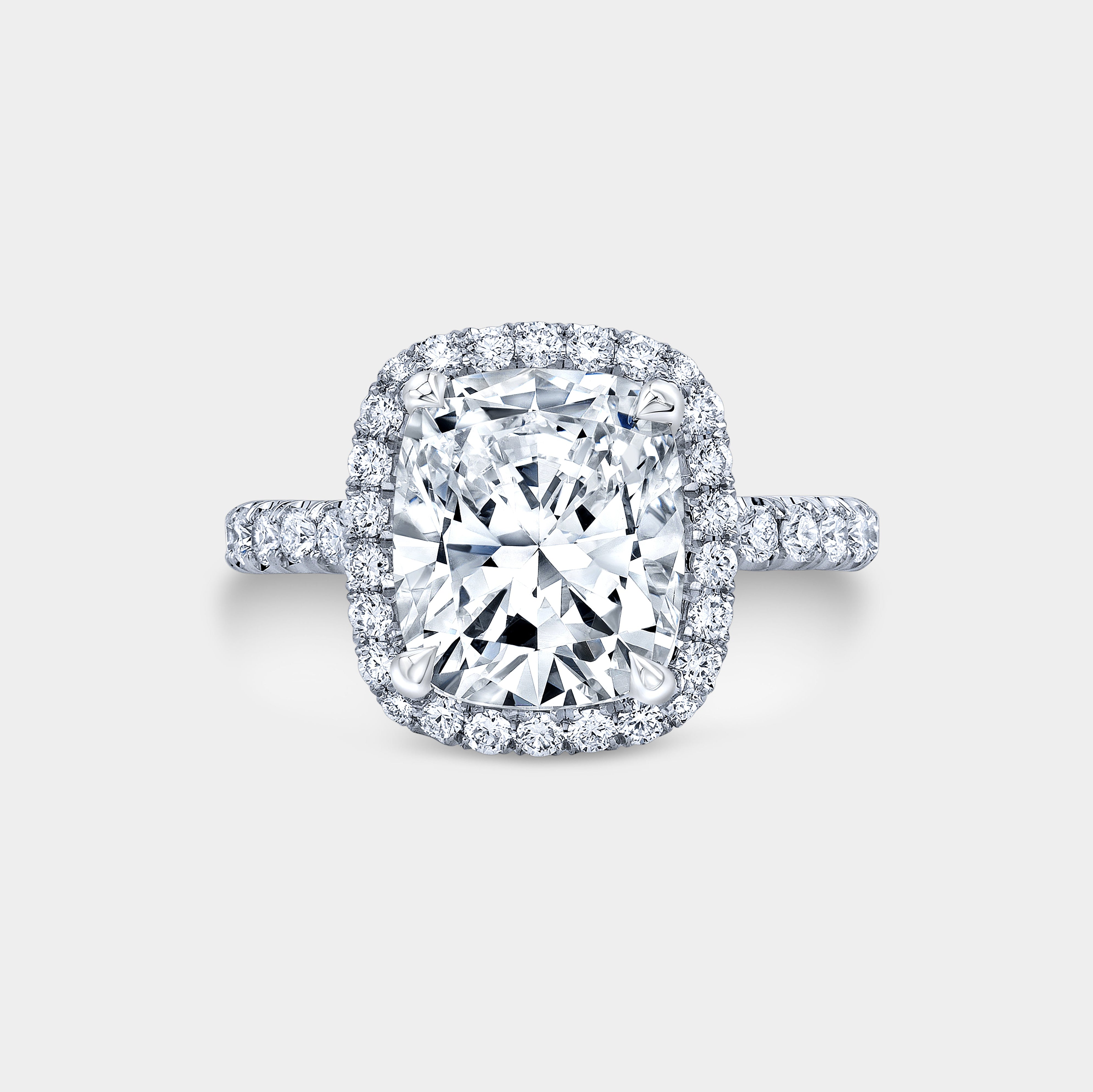 Cushion Cut Halo with U Pave Platinum Engagement Ring - 1.50ct Lab Grown