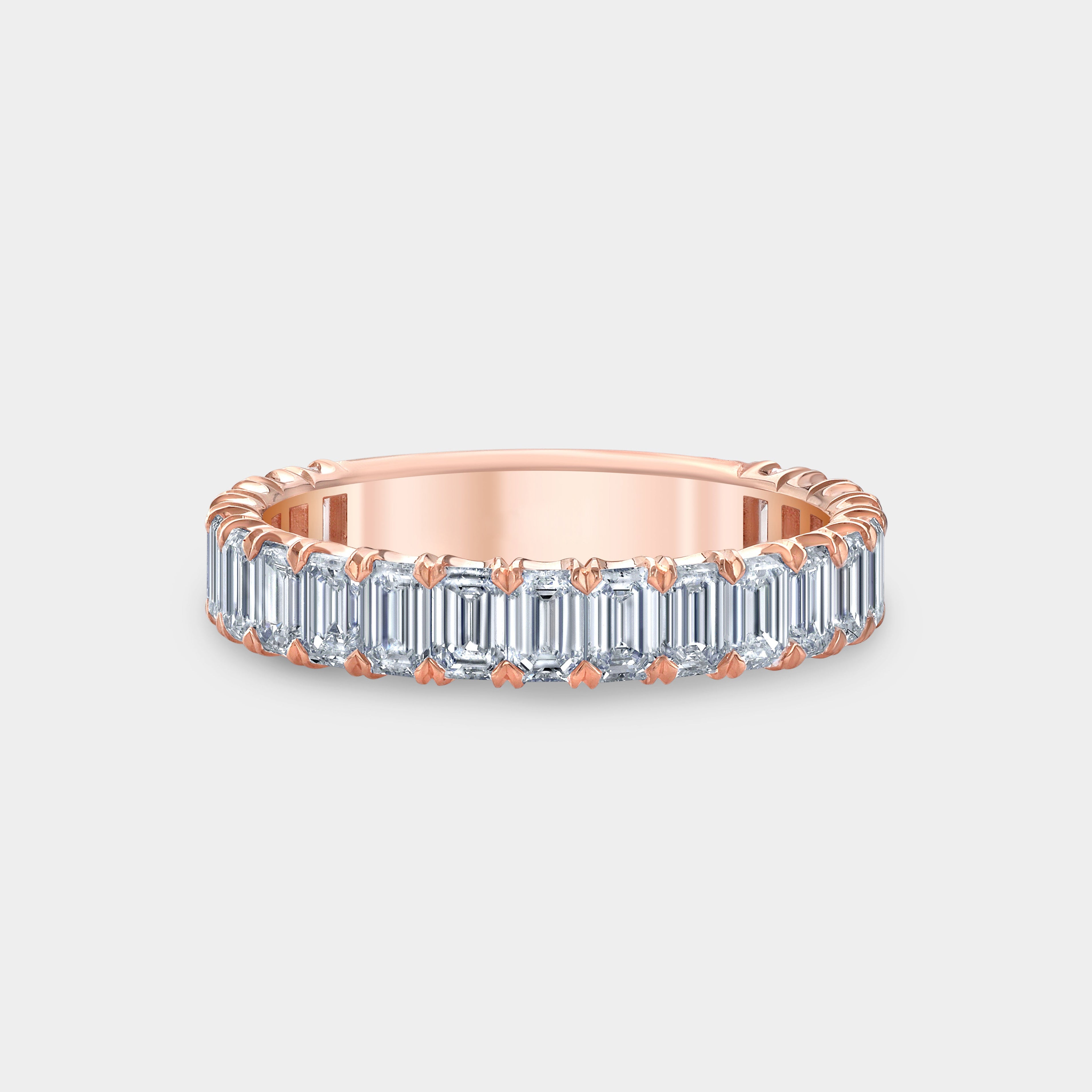 2ct Lab Grown Emerald Cut Diamond Chloe Rose Gold 3.50mm Wedding Band in 14k rose gold