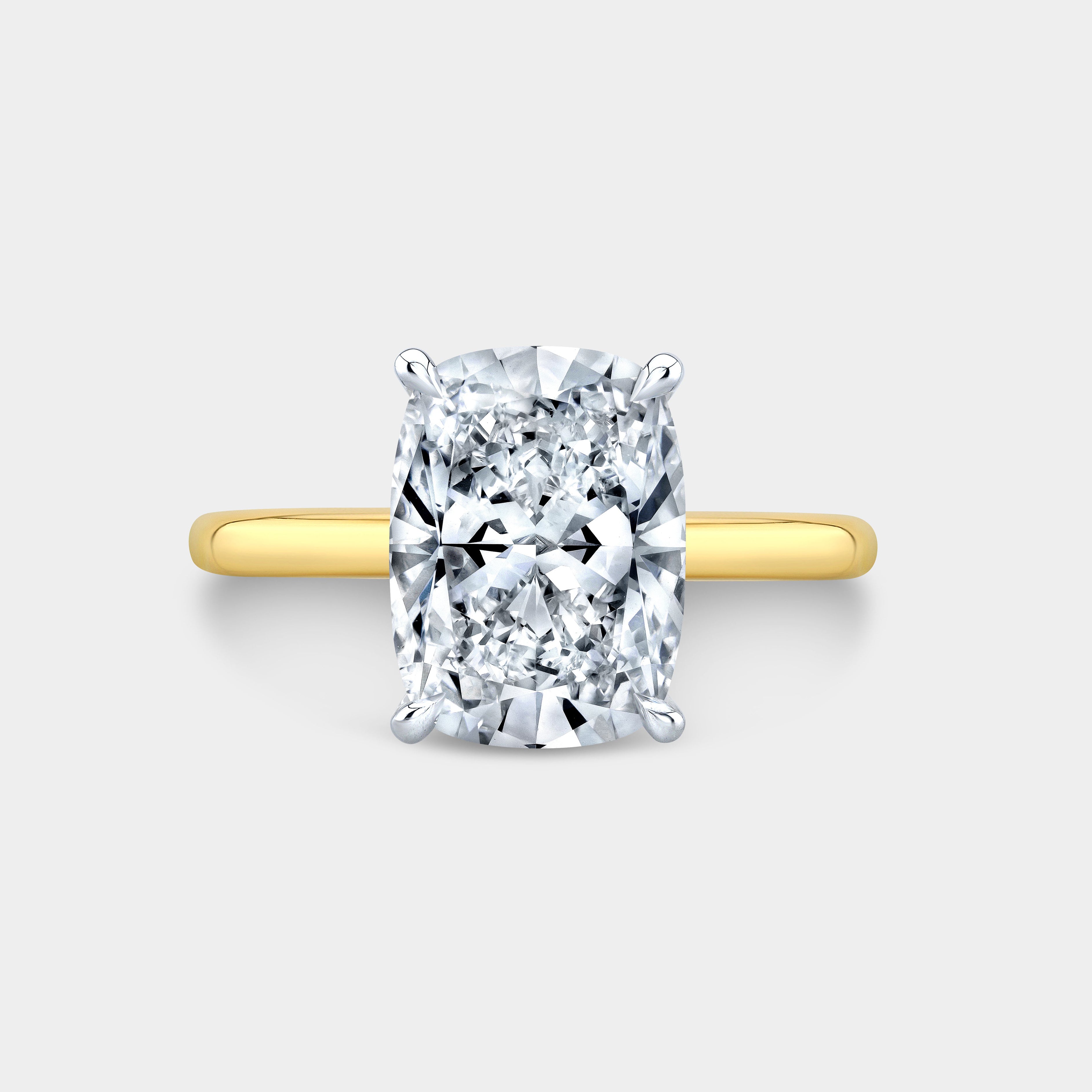 Cushion Diamond Hailey Hidden Halo Solitaire Yellow Gold And Platinum Engagement Ring