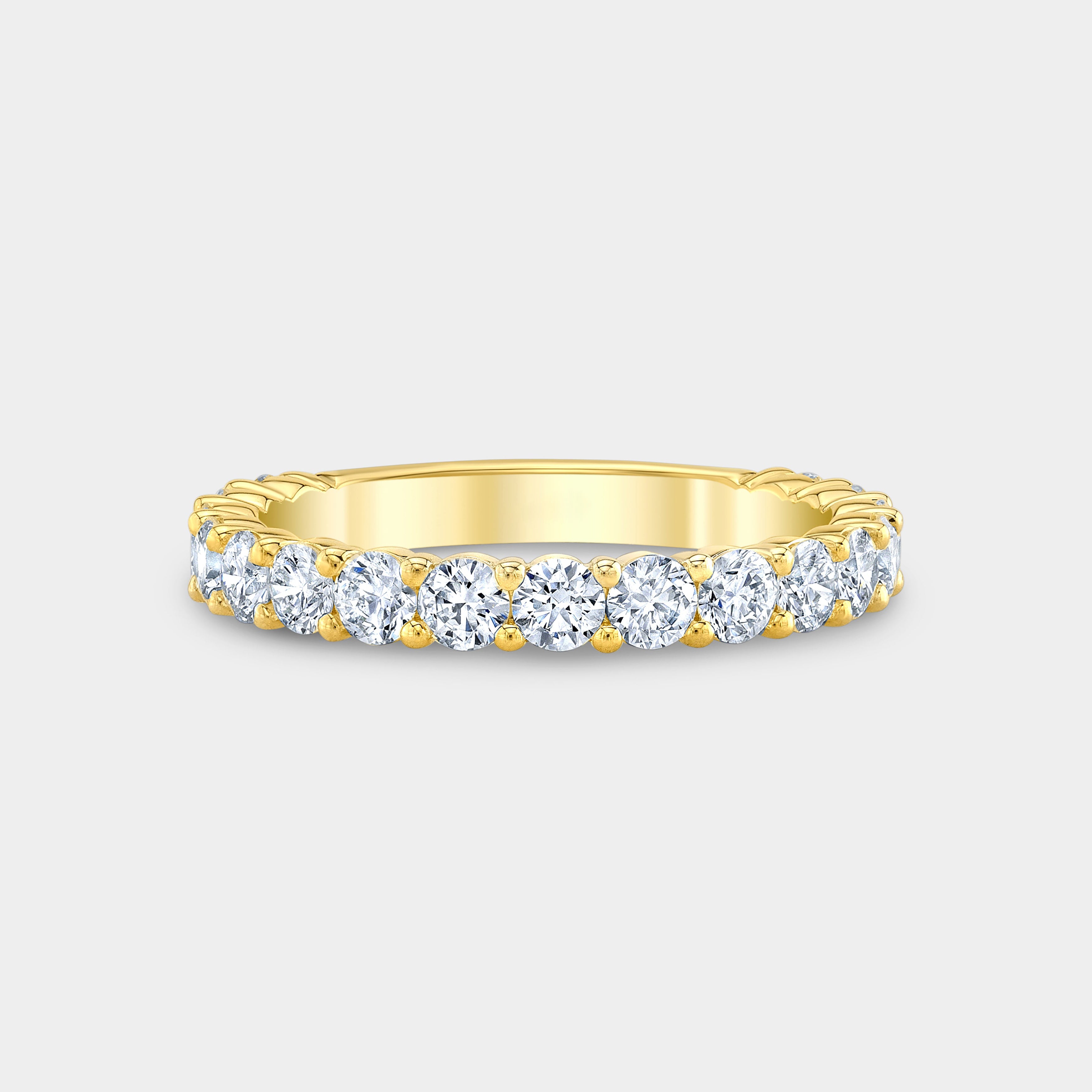 1.25ct Round Diamond Extra Low Profile Sophia 3/4 Way Yellow Wedding Band in 14k Yellow Gold